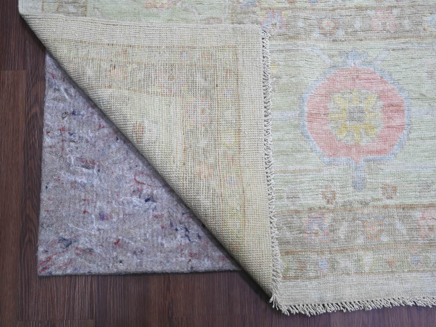 11'8"x15' Light Gray, Afghan Angora Oushak with All Over Leaf Design, 100% Wool, Hand Knotted, Vegetable Dyes, XL, Oversized, Oriental Rug HR22235 - Image 4