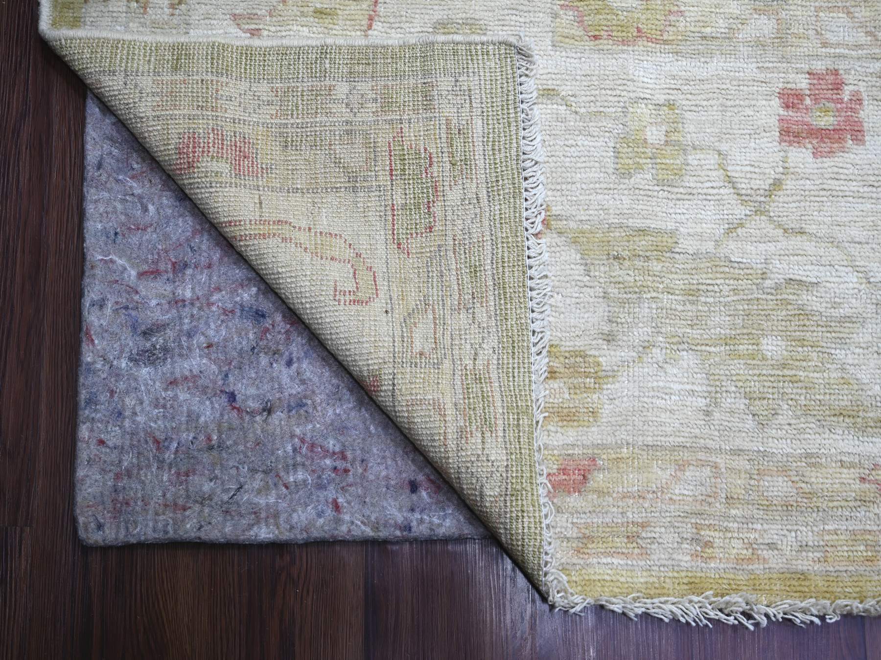 11'9"x14'4" Light Green, Afghan Angora Oushak with Large Leaf Design, 100% Wool, Hand Knotted, Vegetable Dyes, XL, Oversized, Oriental Rug HR22237 - Image 4