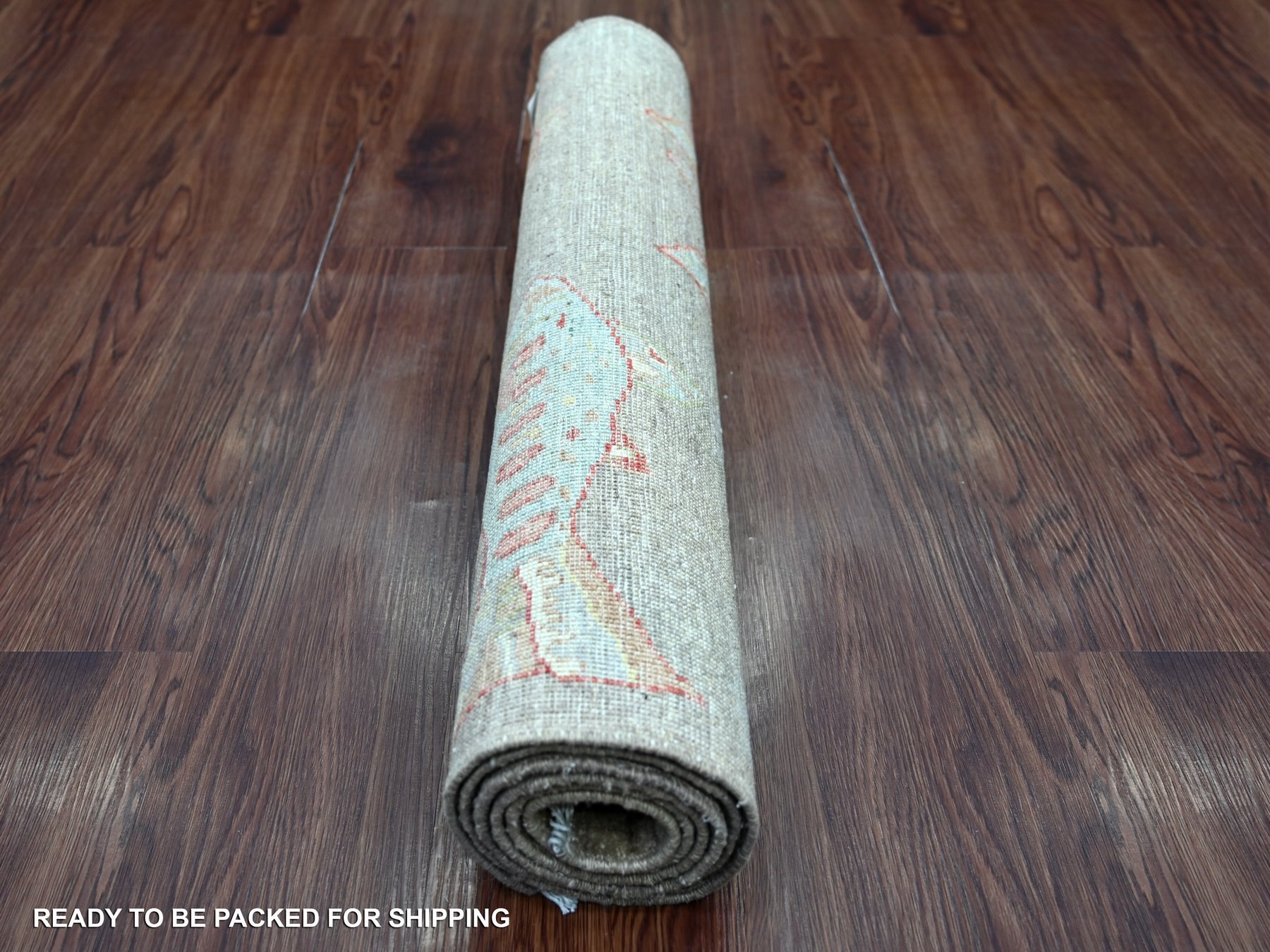 2'7"x5'10" Brown, Soft and Velvety Wool, Afghan Peshawar with Colorful Oceanic Fish Design, Hand Knotted, Runner, Oriental Rug HR22245 - Image 4