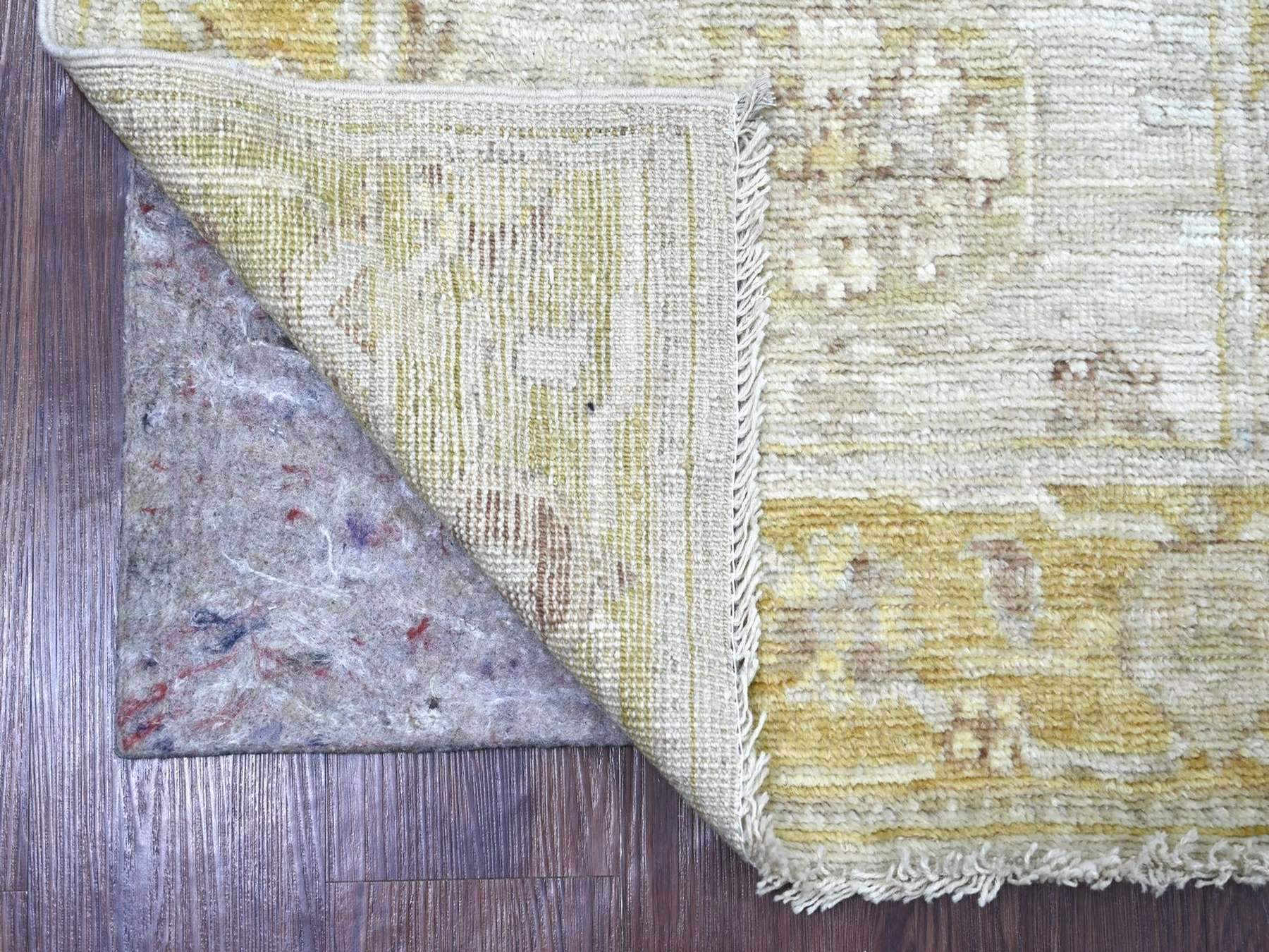 2'8"x7'10" Light Gray, Afghan Angora Oushak with Large Leaf Design, Hand Knotted, 100% Wool, Vegetable Dyes, Runner, Oriental Rug HR22310 - Image 2