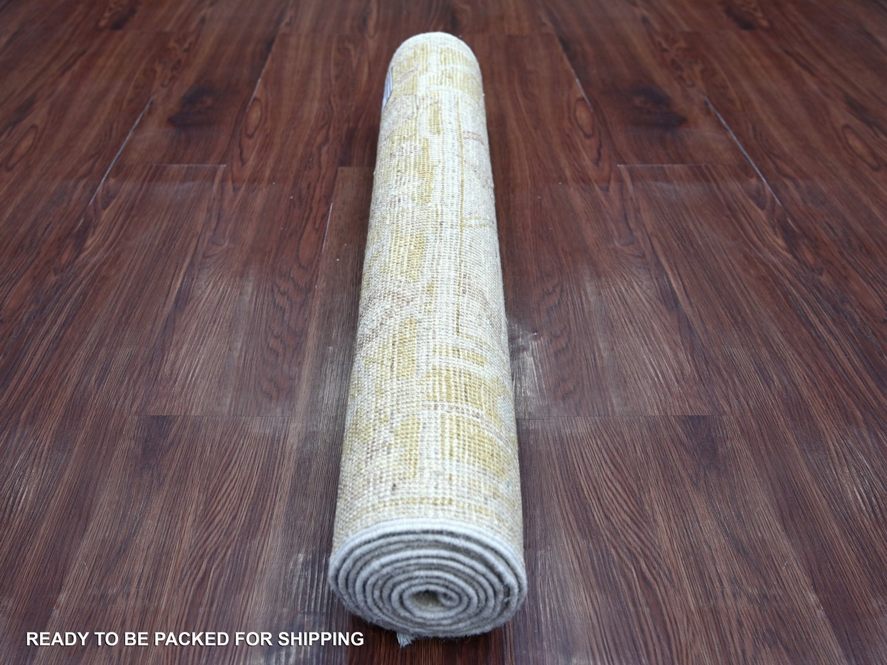 2'8"x7'10" Light Gray, Afghan Angora Oushak with Large Leaf Design, Hand Knotted, 100% Wool, Vegetable Dyes, Runner, Oriental Rug HR22310 - Image 4