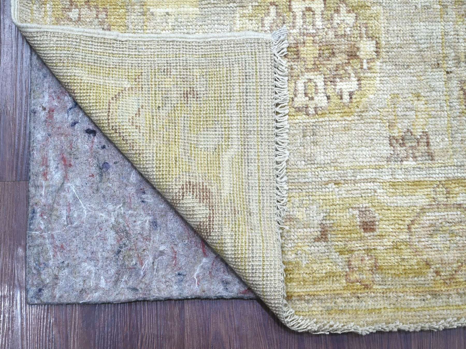 2'7"x15'2" Stone Gray, Afghan Angora Oushak with All Over Leaf Design, Hand Knotted, 100% Wool, Vegetable Dyes, XL Runner, Oriental Rug HR22314 - Image 2