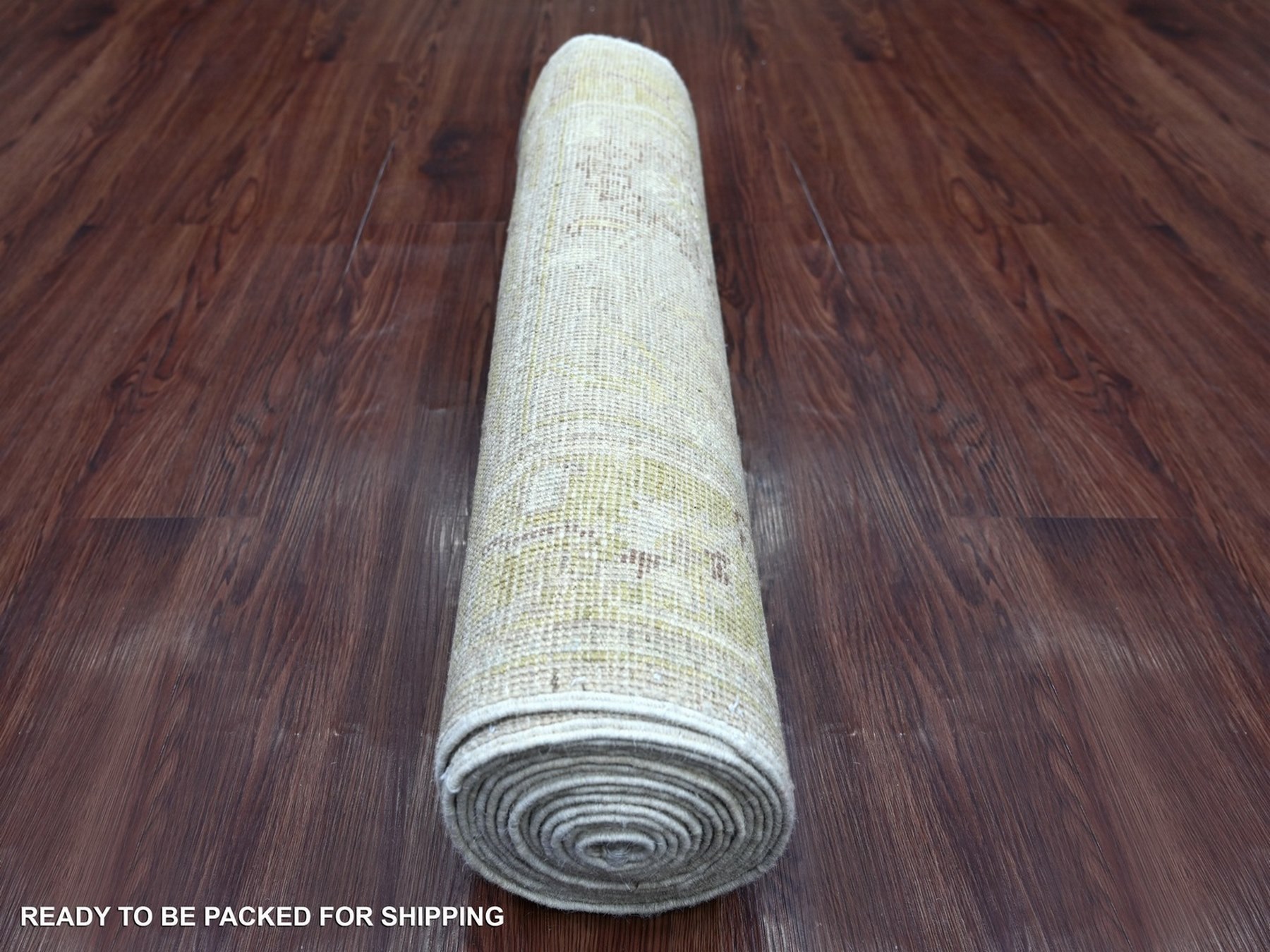 2'7"x15'2" Stone Gray, Afghan Angora Oushak with All Over Leaf Design, Hand Knotted, 100% Wool, Vegetable Dyes, XL Runner, Oriental Rug HR22314 - Image 4