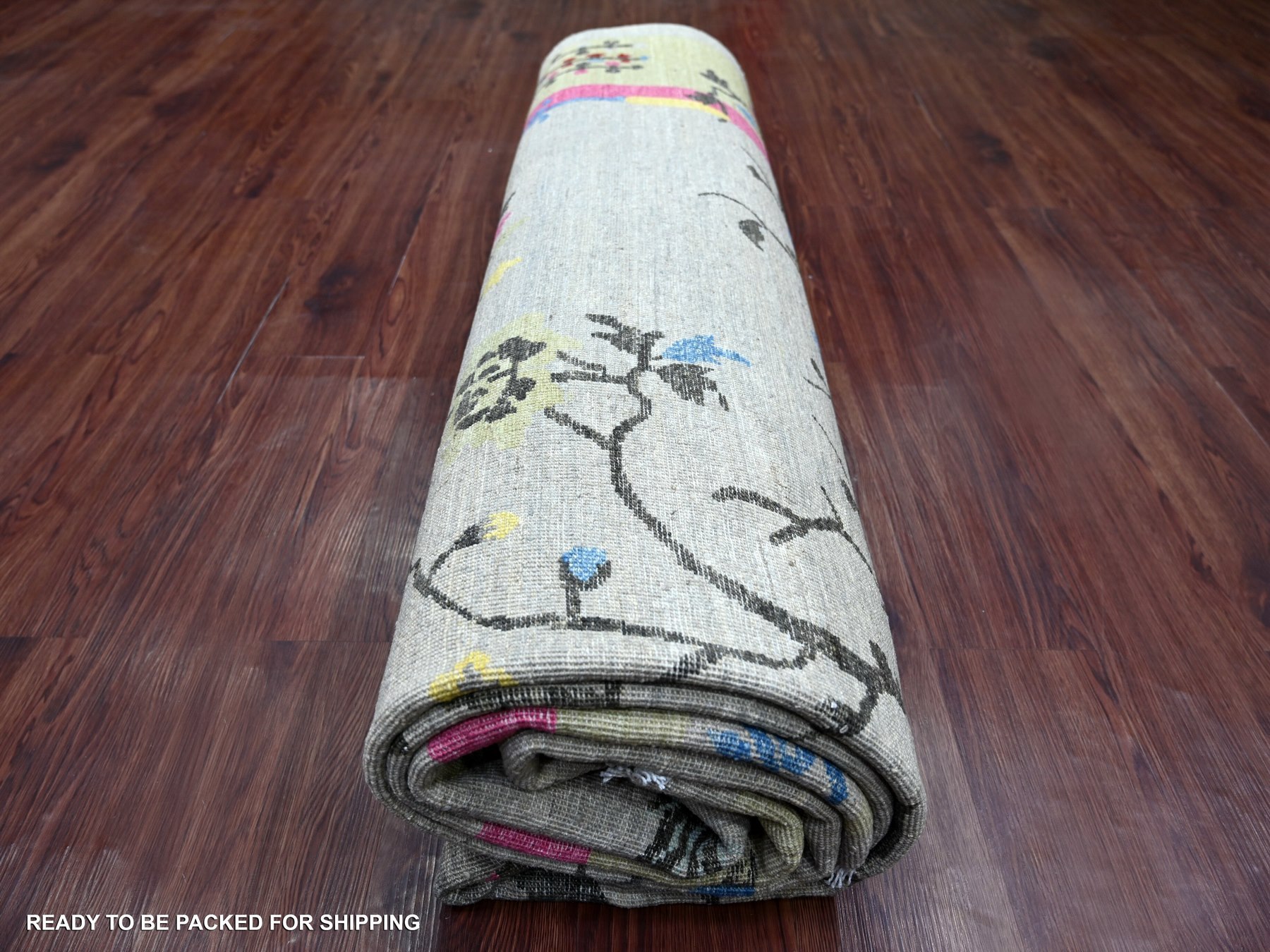8'10"x12' Misty Gray, Chinese Art Deco Inspired Peshawar, Natural Dyes, Hand Knotted, Soft and Velvety Wool, Oriental Rug HR22335 - Image 9