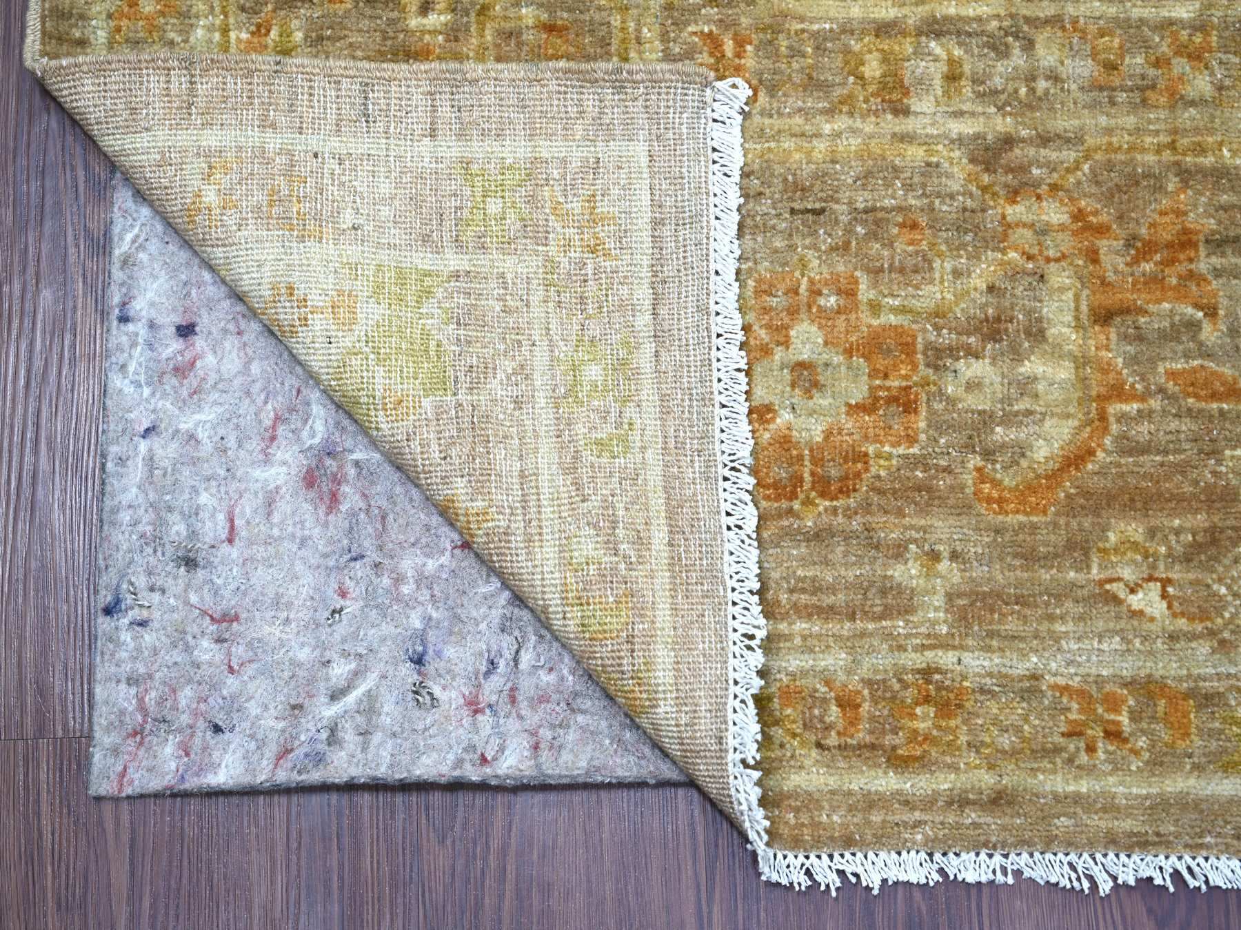 8'10"x11'9" Brown with touches of Gold, Peshawar with Bijar Garus Design, Hand Knotted, Vegetable Dyes, Densely Woven, 100% Wool, Oriental Rug HR22346 - Image 4
