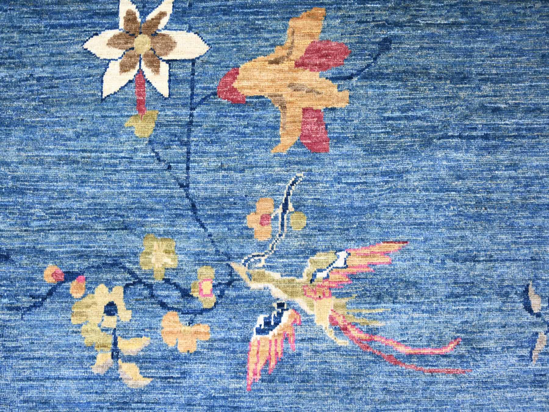 10'x13'8" Imperial Blue, Chinese Art Deco Inspired Peshawar, Hand Knotted, Vegetable Dyes, Soft and Vibrant Wool, Oriental Rug HR22353 - Image 8