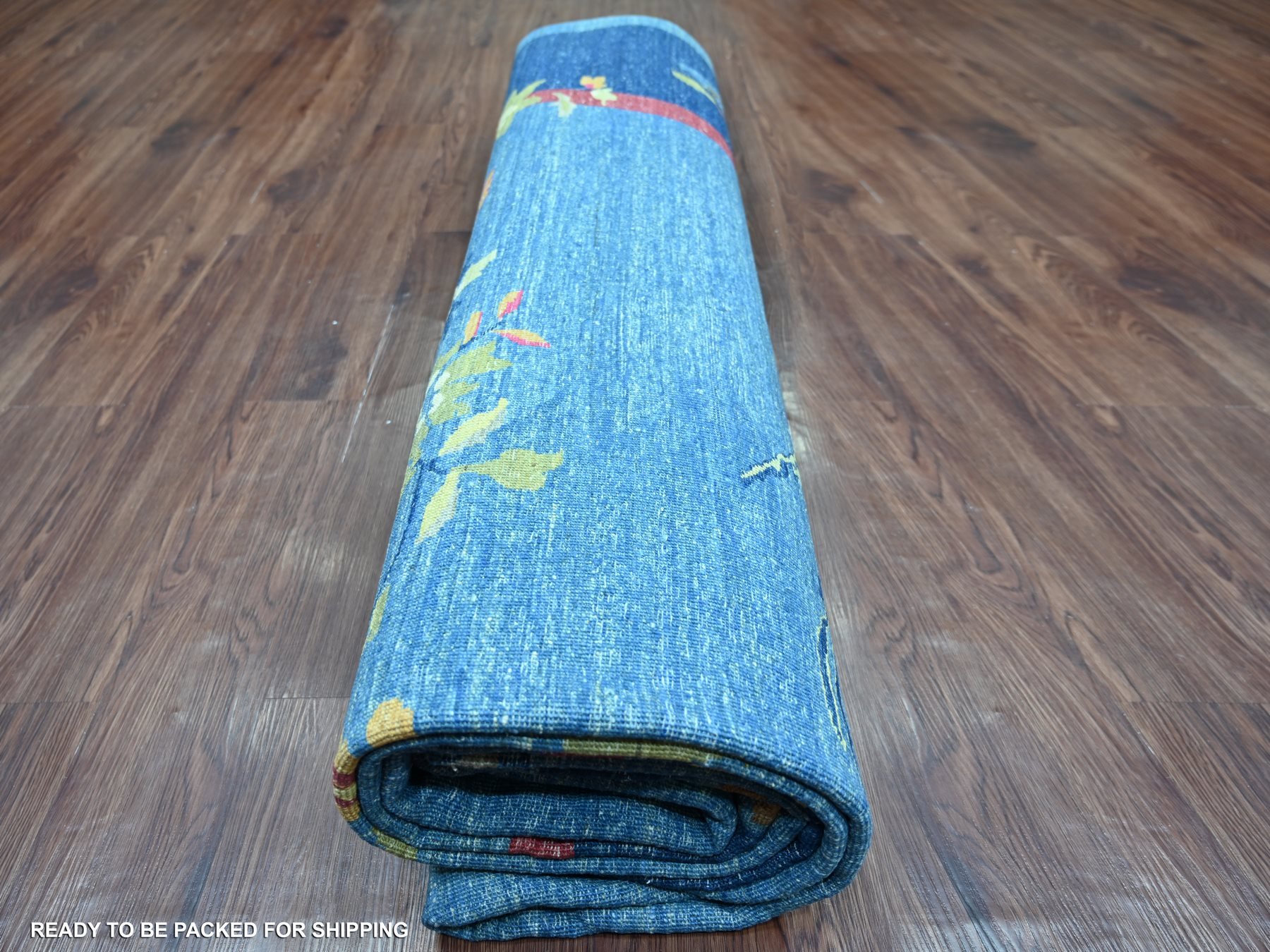 10'x13'8" Imperial Blue, Chinese Art Deco Inspired Peshawar, Hand Knotted, Vegetable Dyes, Soft and Vibrant Wool, Oriental Rug HR22353 - Image 9