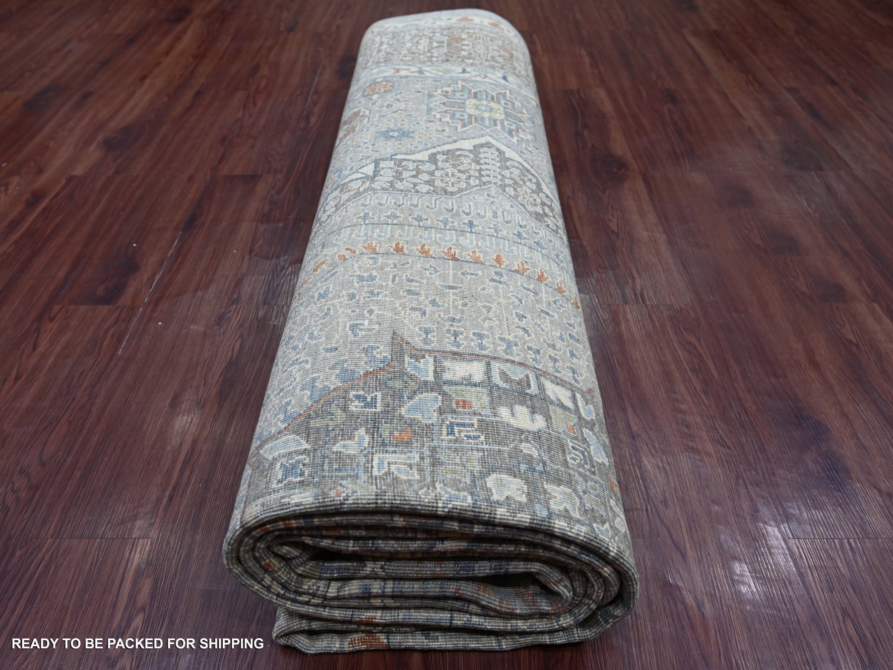9'9"x14' Misty Gray, 14th Century Mamluk Dynasty Pattern with Star Medallion Design, Hand Knotted, High Mountain Wool, Natural Dyes, Oriental Rug HR22362 - Image 9