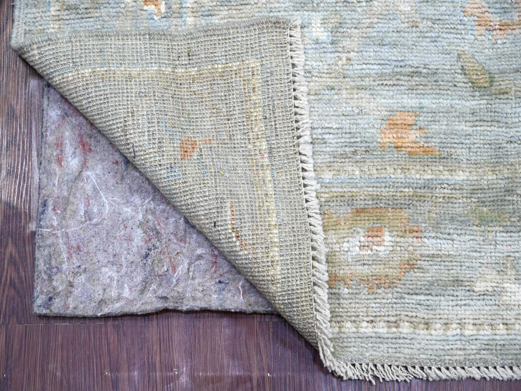 2'10"x13'9" Misty Gray, Afghan Angora Oushak with All Over Leaf Design, Hand Knotted, 100% Wool, Vegetable Dyes, Runner, Oriental Rug HR22389 - Image 2