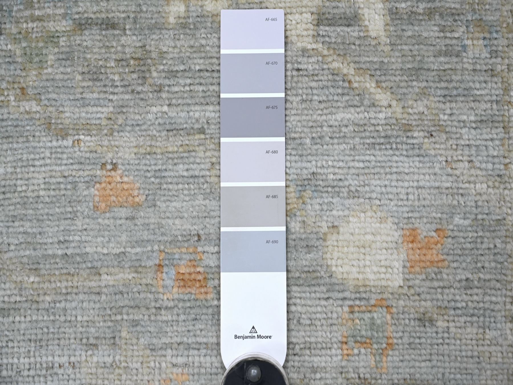 2'10"x13'9" Misty Gray, Afghan Angora Oushak with All Over Leaf Design, Hand Knotted, 100% Wool, Vegetable Dyes, Runner, Oriental Rug HR22389 - Image 3