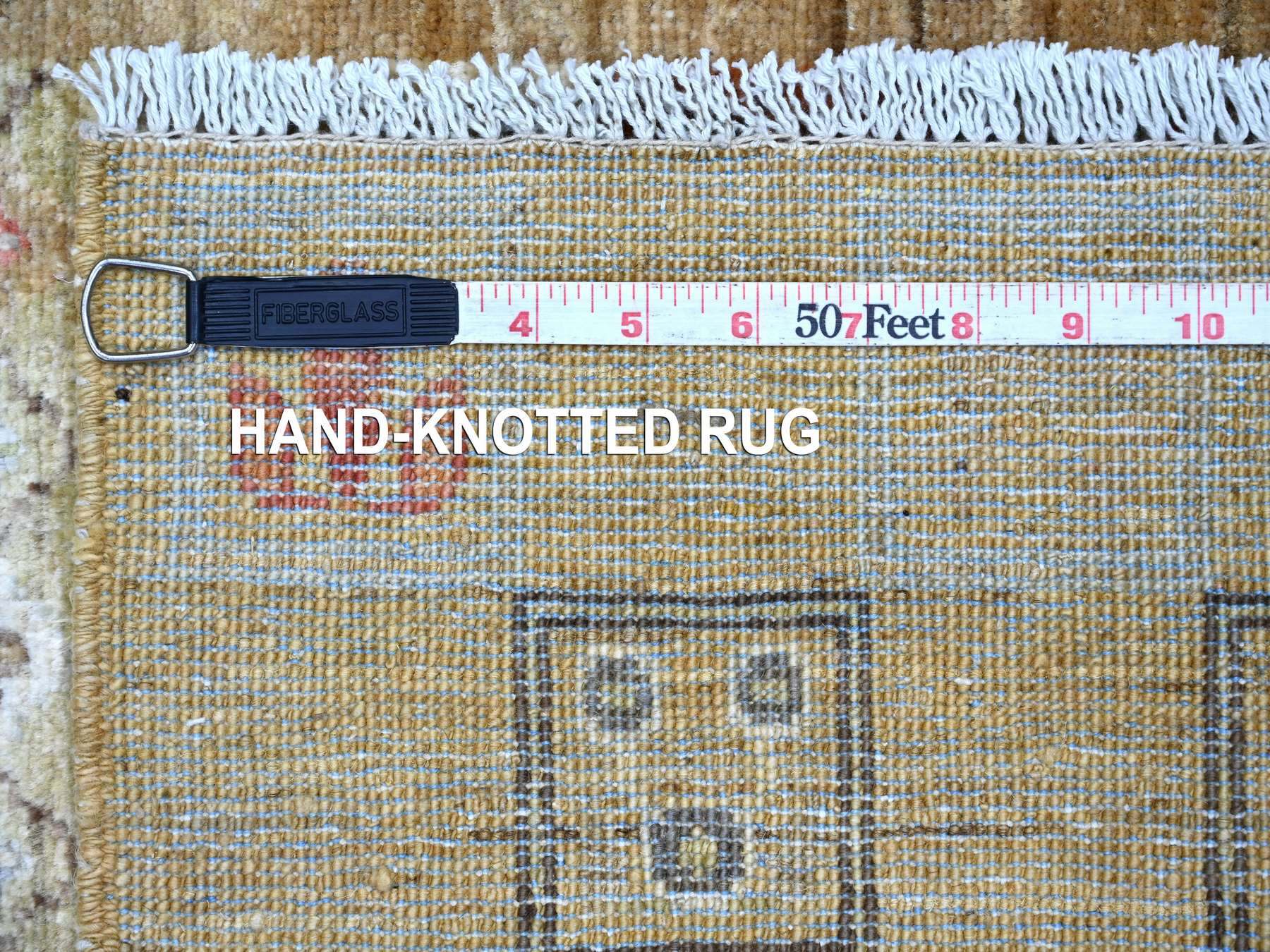 3'1"x5' Golden Brown, Fine Kashkuli Gabbeh with Small Animal Figurines, Hand Knotted, Soft Wool, Vegetable Dyes, Oriental Rug HR22414 - Image 6