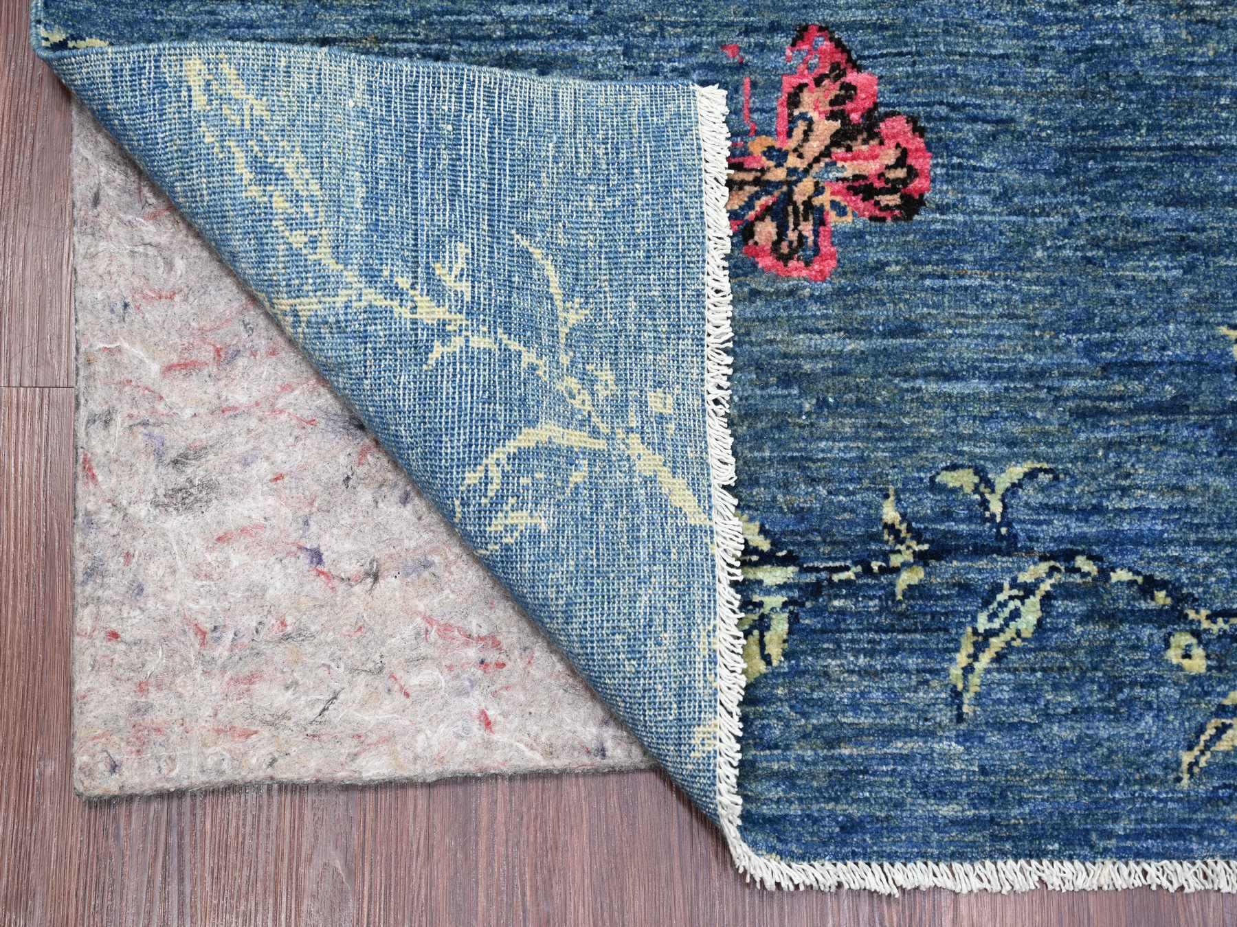 8'1"x9'9" Imperial Blue, Sparrows on the Tree, Peshawar, High Mountain Wool, Soft to the Touch, Finely Hand Knotted, Oriental Rug HR22432 - Image 4