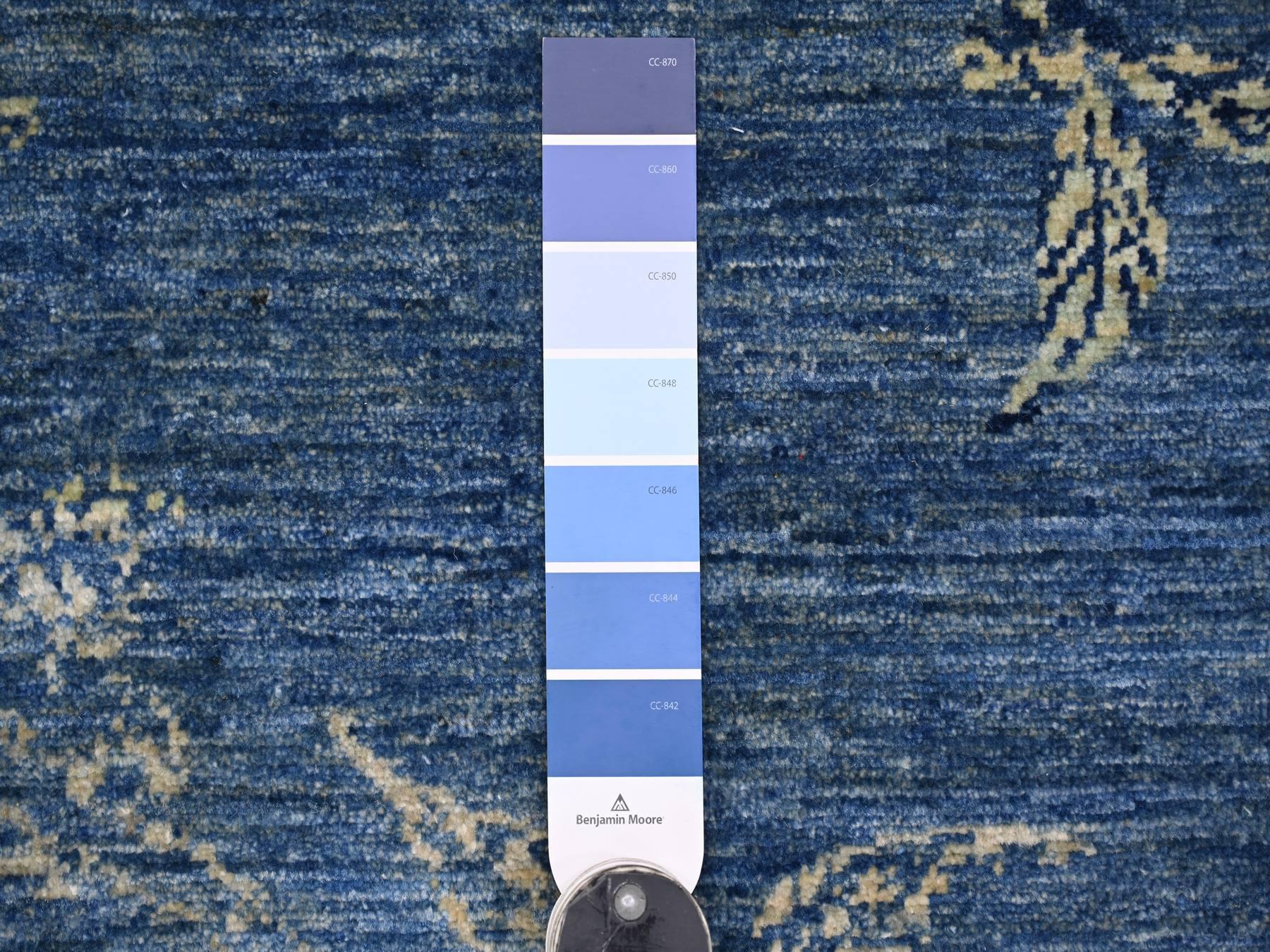 8'1"x9'9" Imperial Blue, Sparrows on the Tree, Peshawar, High Mountain Wool, Soft to the Touch, Finely Hand Knotted, Oriental Rug HR22432 - Image 7