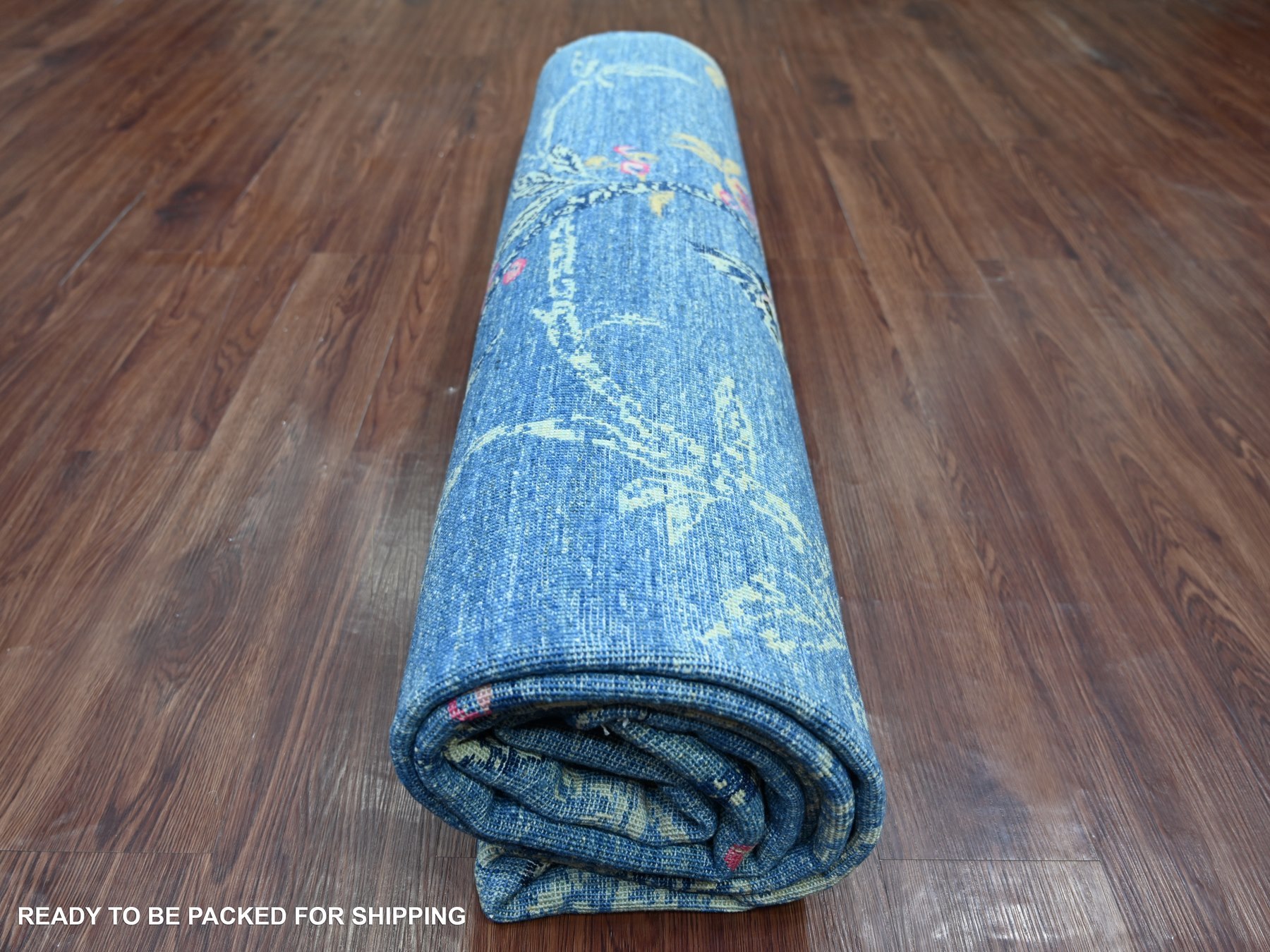 8'1"x9'9" Imperial Blue, Sparrows on the Tree, Peshawar, High Mountain Wool, Soft to the Touch, Finely Hand Knotted, Oriental Rug HR22432 - Image 9