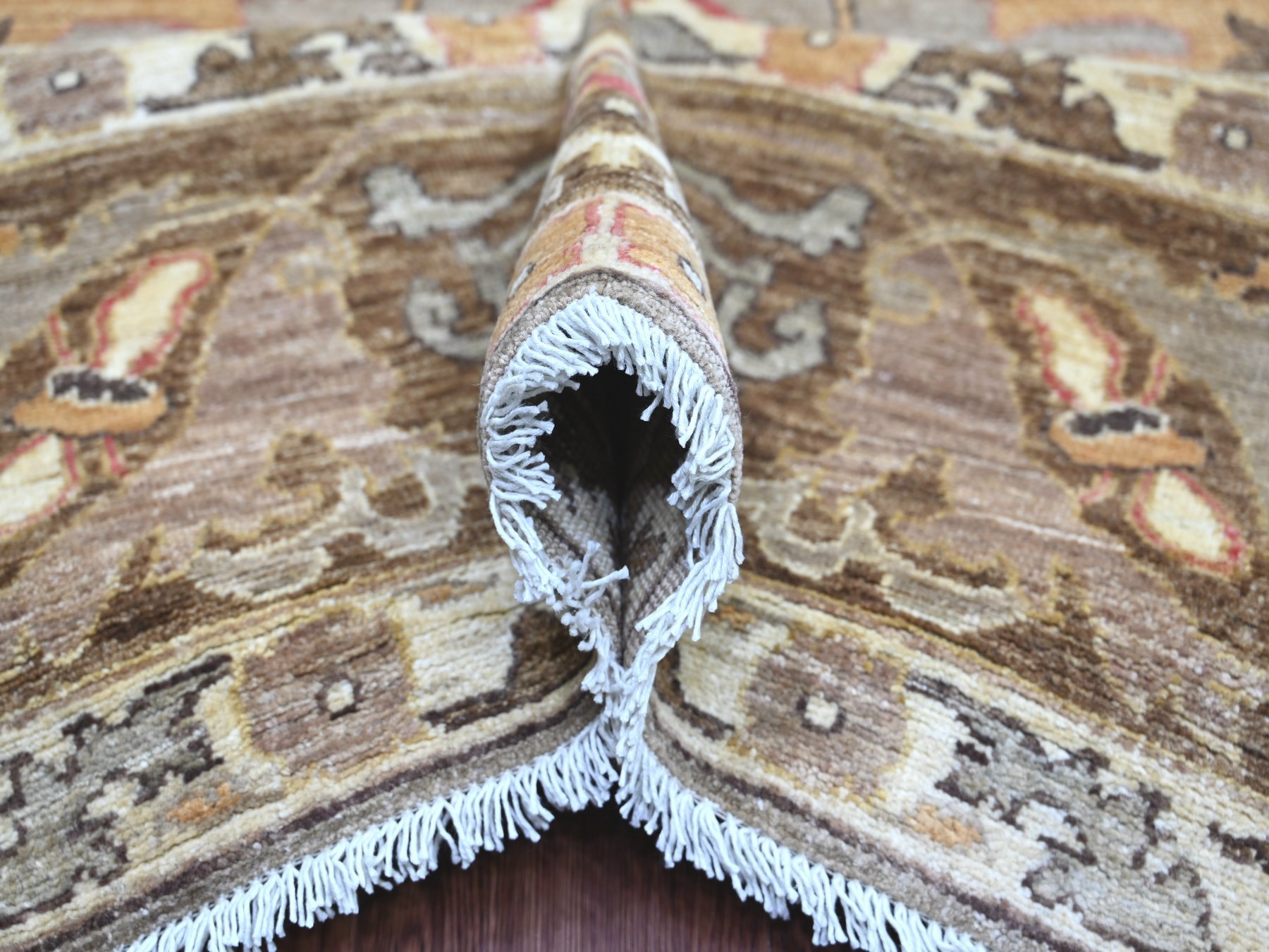 10'x13'2" Fossil Gray, Hand Knotted, Peshawar with Bijar Garus Design, Vegetable Dyes, Densely Woven, 100% Wool, Oriental Rug HR22449 - Image 5