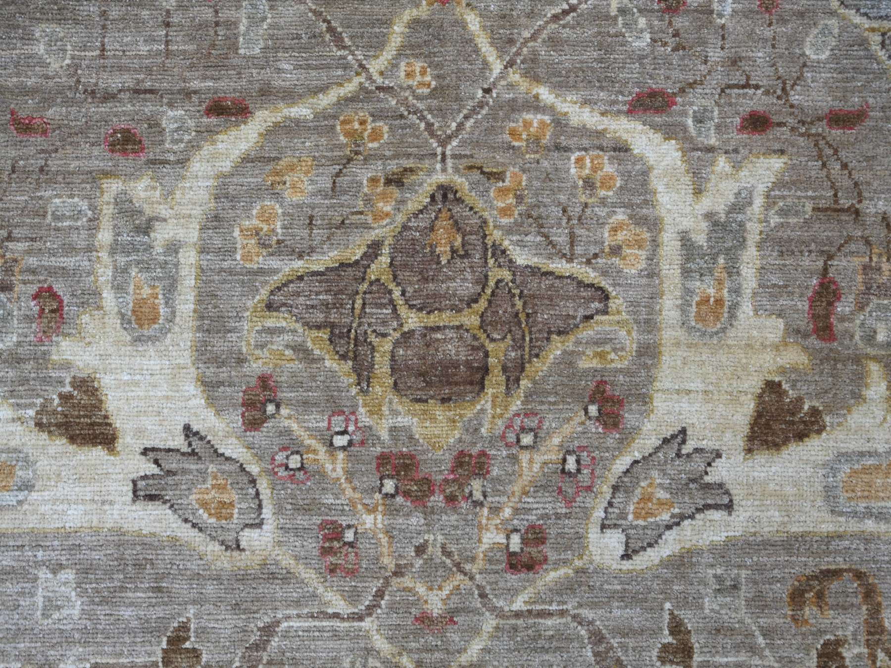 10'x13'2" Fossil Gray, Hand Knotted, Peshawar with Bijar Garus Design, Vegetable Dyes, Densely Woven, 100% Wool, Oriental Rug HR22449 - Image 8