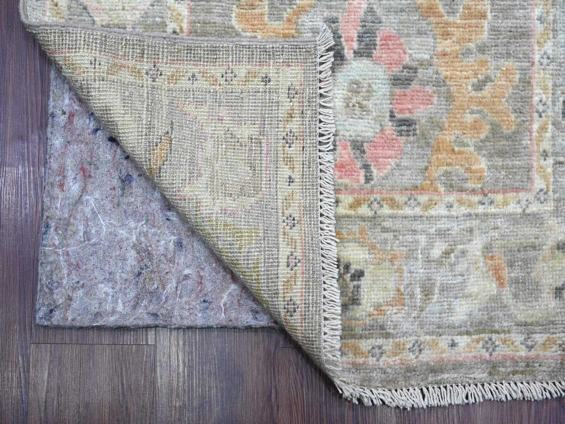 2'10"x19' Faded Brown, Afghan Angora Oushak with All Over Leaf Design, Hand Knotted, 100% Wool, Vegetable Dyes, XL Runner, Oriental Rug HR22505 - Image 2