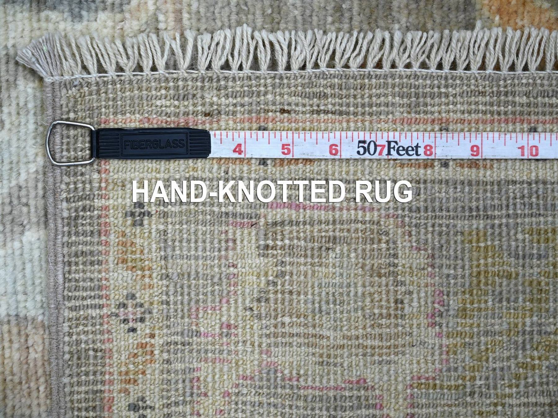 2'10"x19' Faded Brown, Afghan Angora Oushak with All Over Leaf Design, Hand Knotted, 100% Wool, Vegetable Dyes, XL Runner, Oriental Rug HR22505 - Image 6
