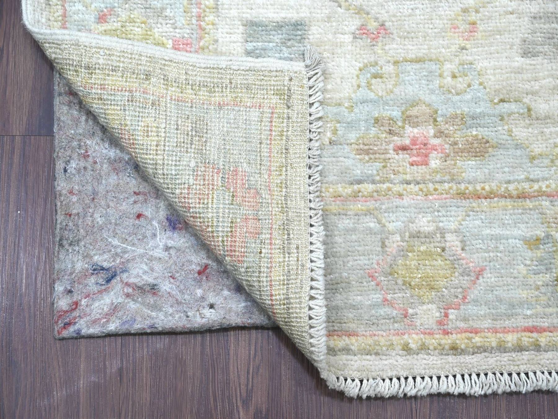 2'9"x15'7" Light Gray, Hand Knotted, Afghan Angora Oushak with All Over Leaf Design, 100% Wool, Vegetable Dyes, XL Runner, Oriental Rug HR22530 - Image 2