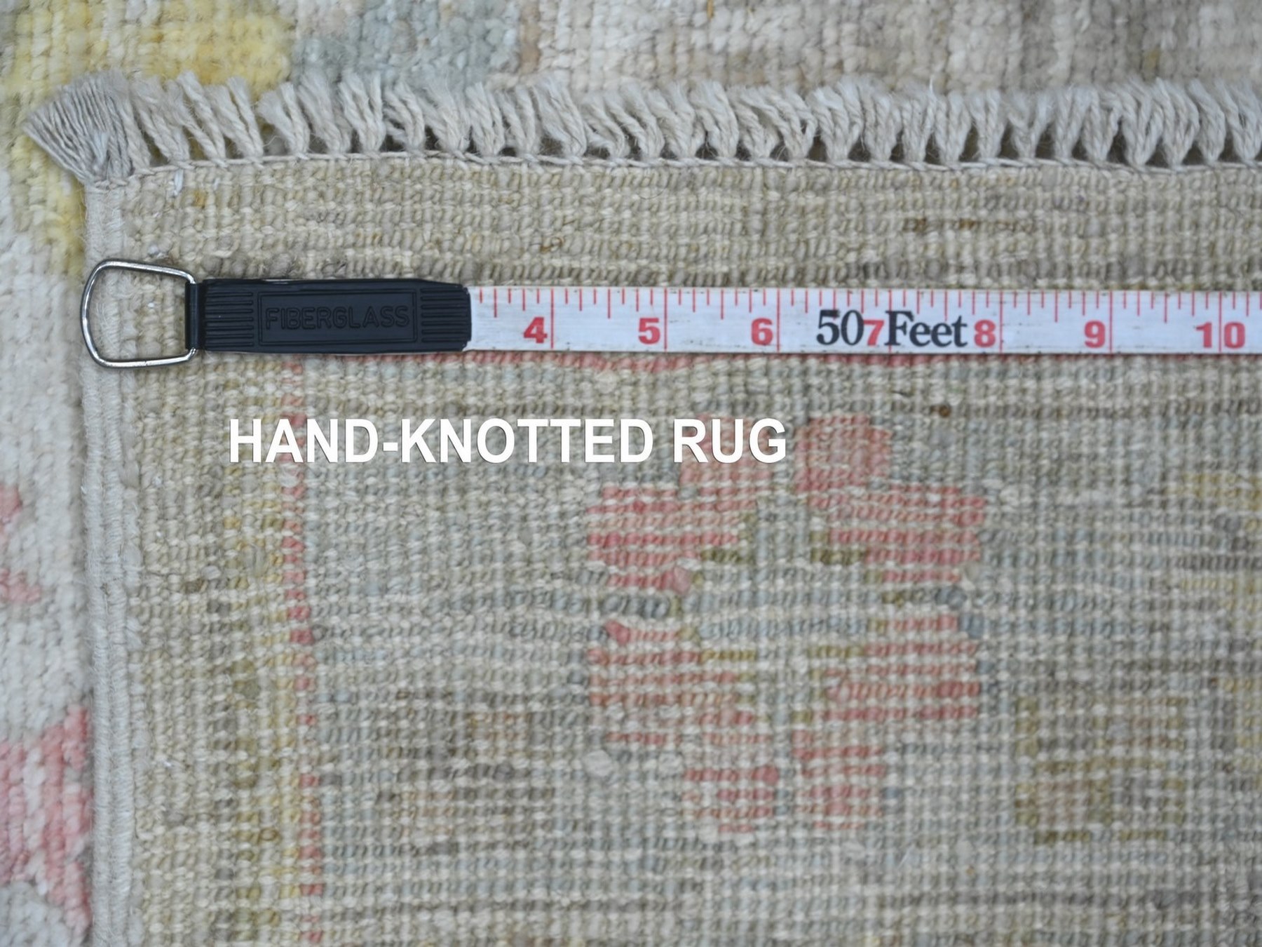 2'9"x15'7" Light Gray, Hand Knotted, Afghan Angora Oushak with All Over Leaf Design, 100% Wool, Vegetable Dyes, XL Runner, Oriental Rug HR22530 - Image 6