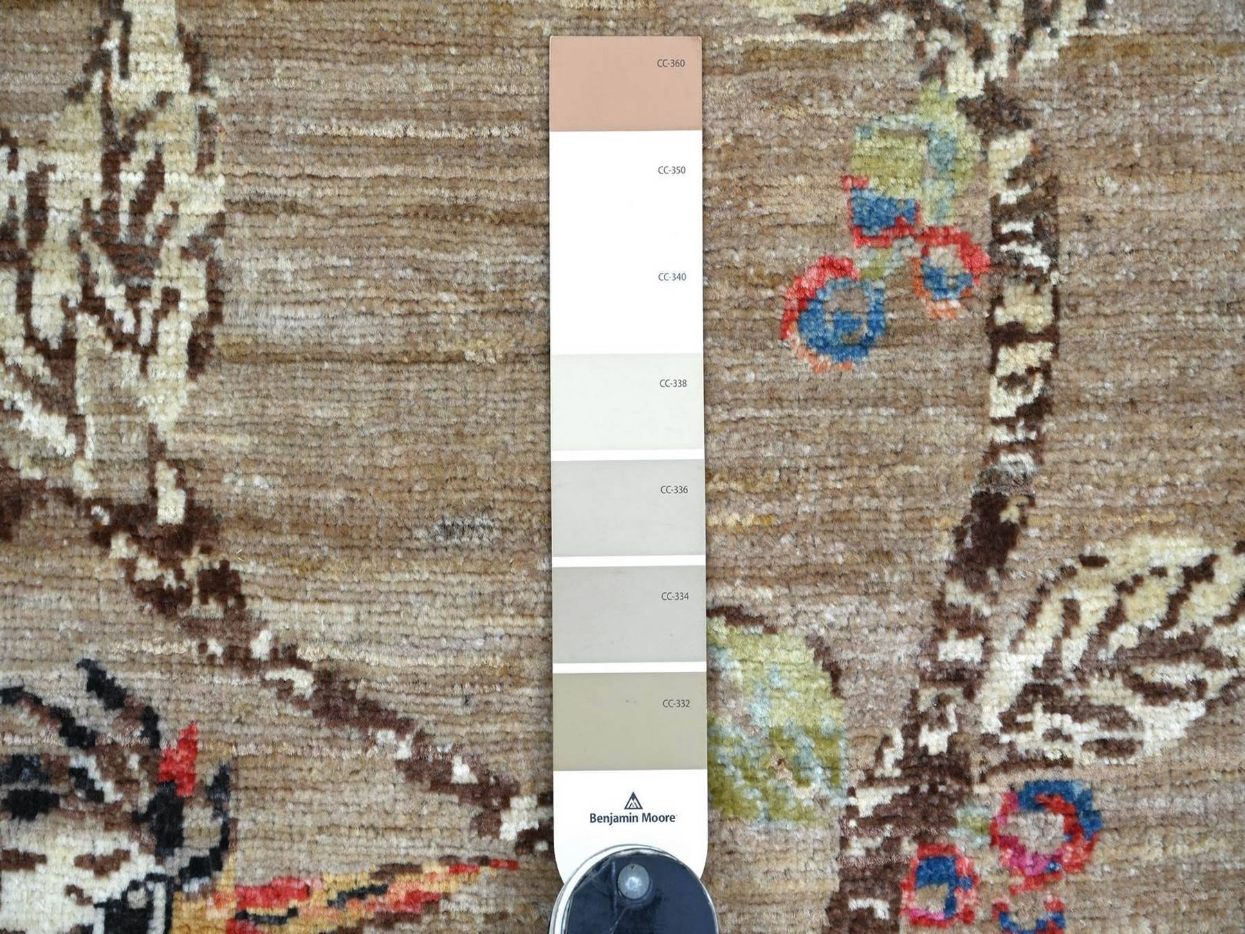2'x3'1" Light Brown, Sparrows on the Tree, Peshawar, Finely Hand Knotted, High Mountain Wool, Soft to the Touch, Mat, Sample, Oriental Rug HR22592 - Image 3