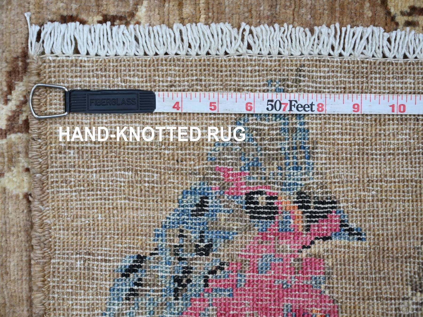 2'x3'1" Light Brown, Sparrows on the Tree, Peshawar, Finely Hand Knotted, High Mountain Wool, Soft to the Touch, Mat, Sample, Oriental Rug HR22592 - Image 6