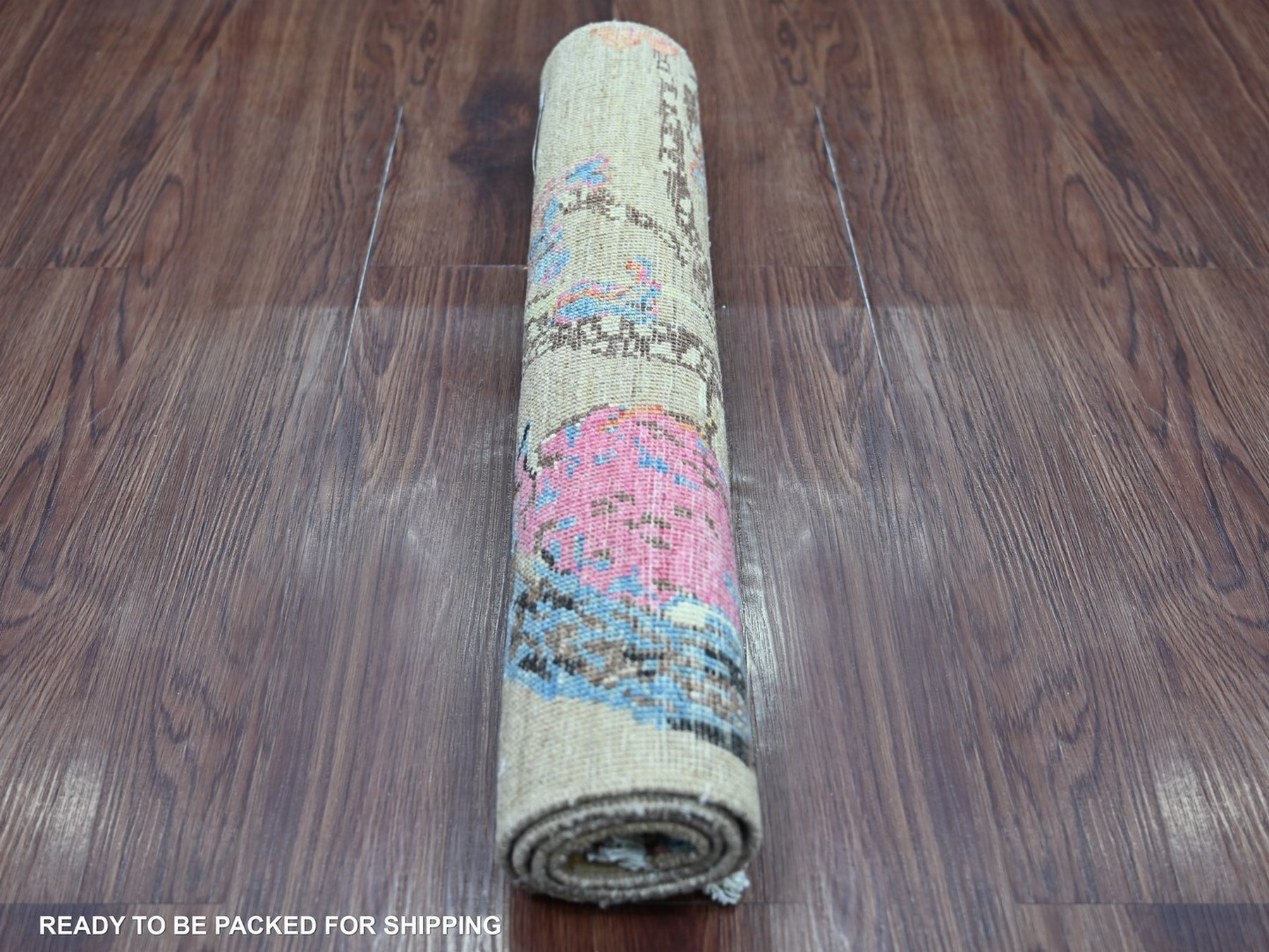 2'x3' Light Brown, Finely Hand Knotted, Sparrows on the Tree, Peshawar, High Mountain Wool, Soft to the Touch, Sample, Mat, Oriental Rug HR22594 - Image 4