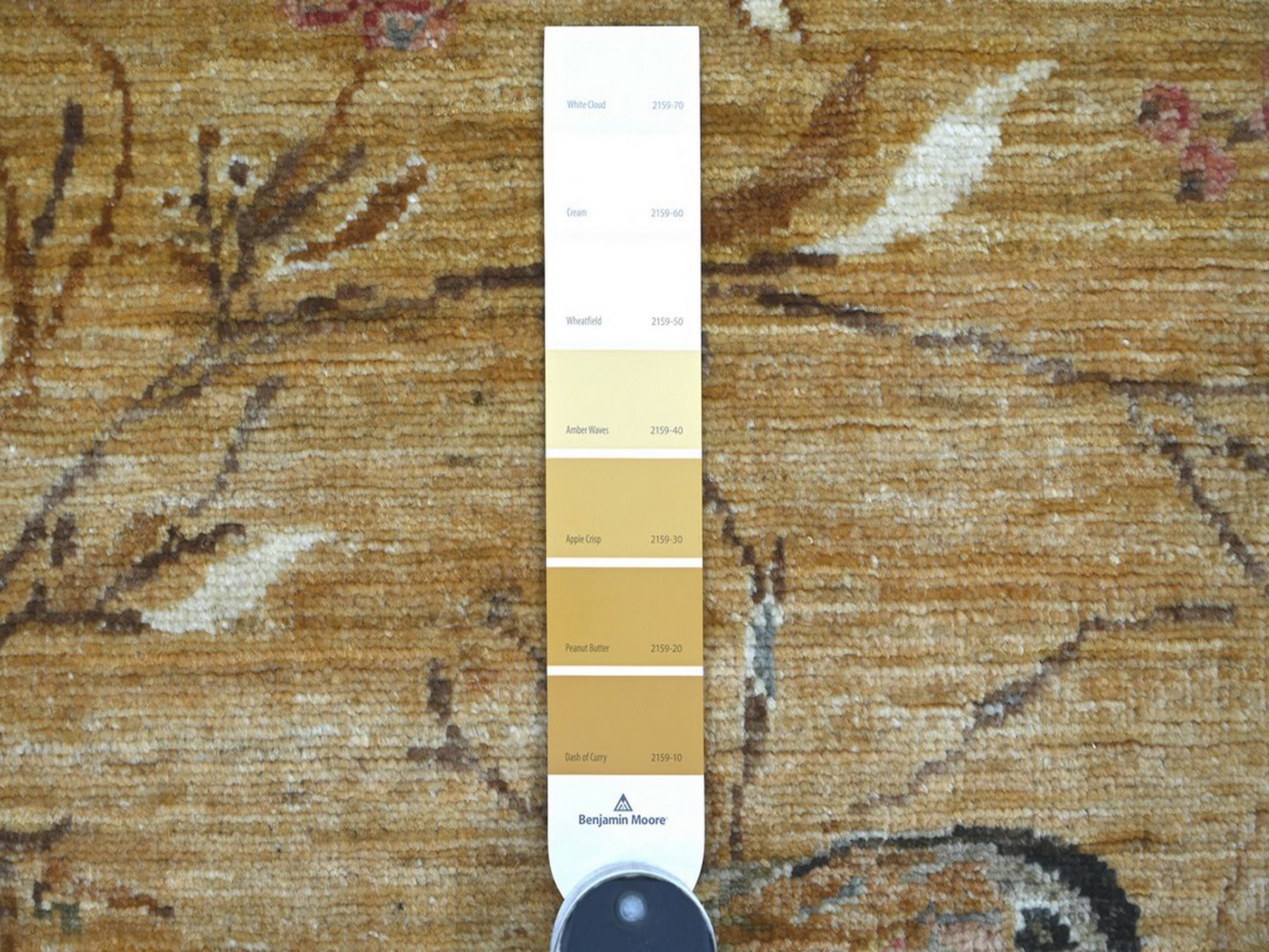 2'x3' Golden Brown, Sparrows on the Tree, Peshawar, Finely Hand Knotted, Soft to the Touch, High Mountain Wool, Mat, Sample, Oriental Rug HR22596 - Image 3