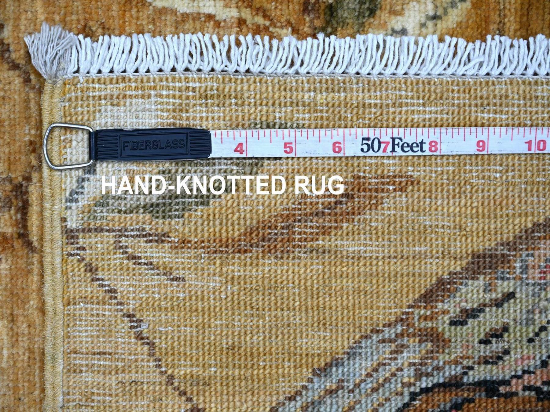 2'x3' Golden Brown, Sparrows on the Tree, Peshawar, Finely Hand Knotted, Soft to the Touch, High Mountain Wool, Mat, Sample, Oriental Rug HR22596 - Image 6