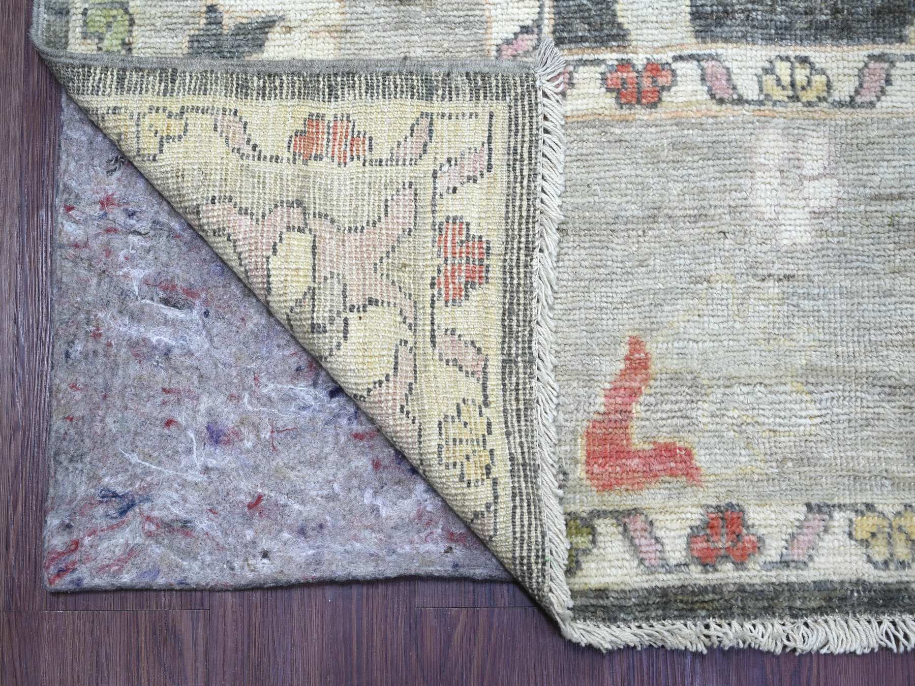 8'x9'9" Charcoal Gray, Afghan Angora Oushak with All Over Leaf Design, Hand Knotted, 100% Wool, Vegetable Dyes, Oriental Rug HR22615 - Image 4