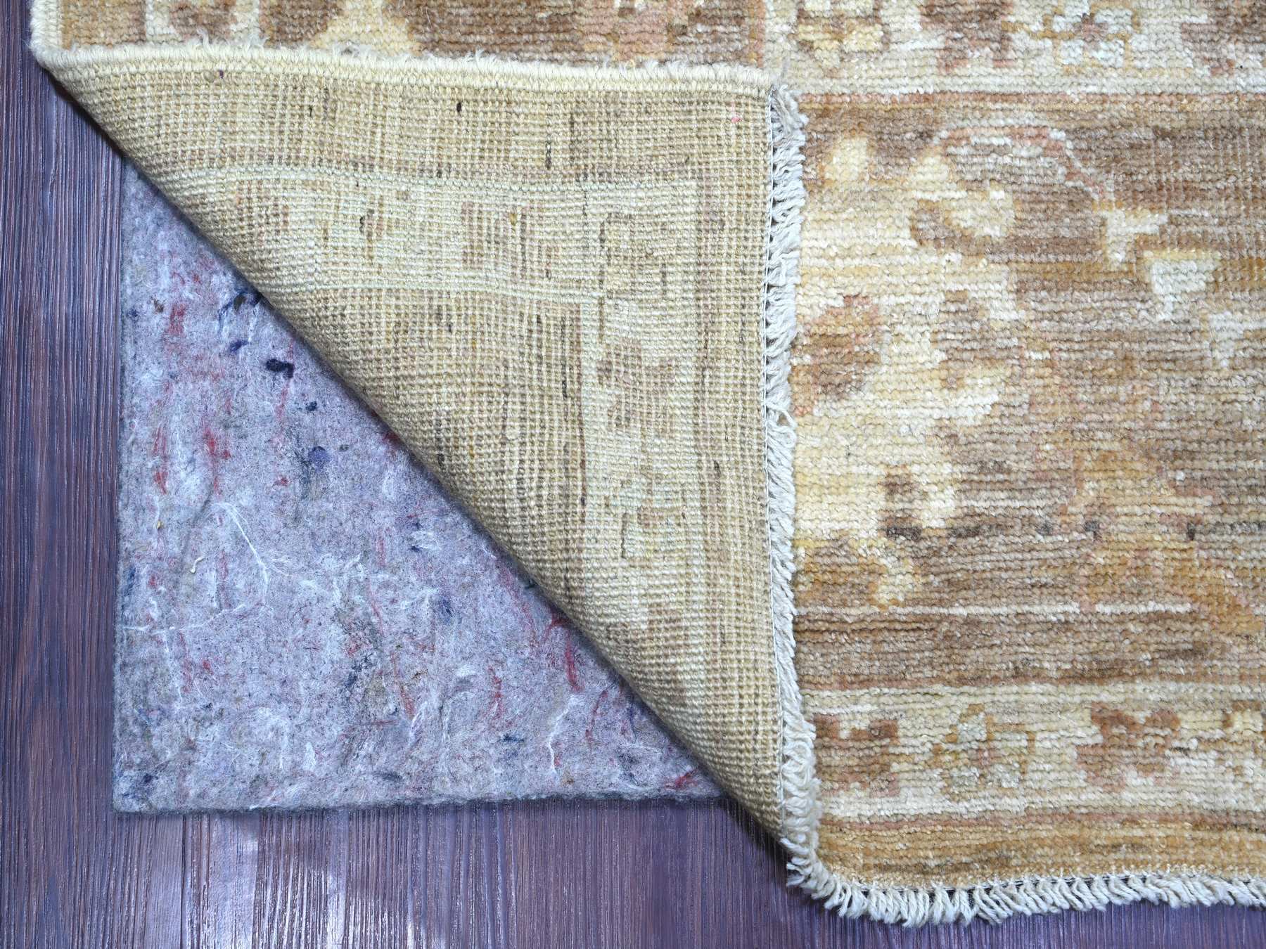 8'2"x9'10" Camel Brown, Afghan Angora Oushak with All Over Leaf Design, Hand Knotted, 100% Wool, Vegetable Dyes, Oriental Rug HR22616 - Image 4