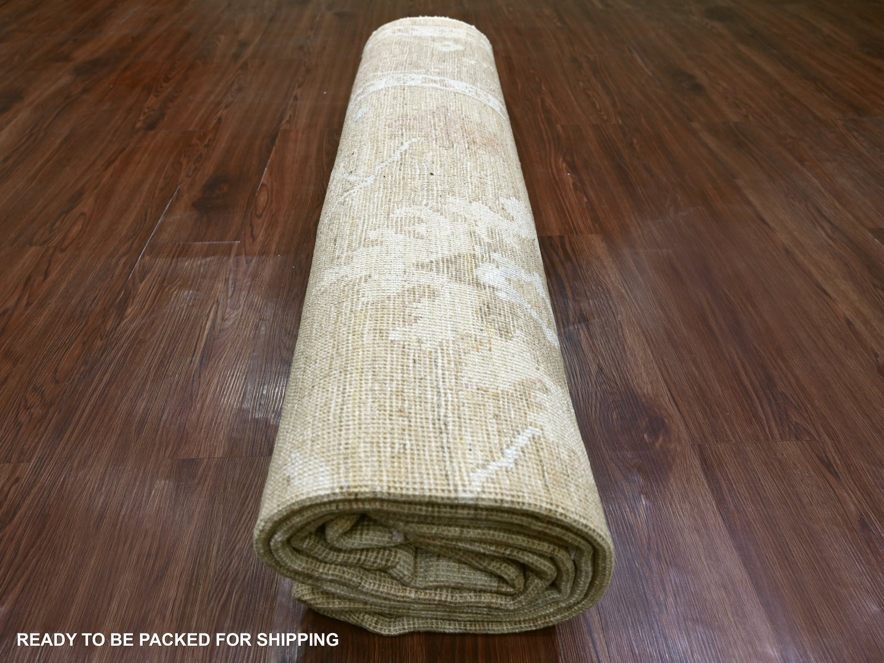 8'2"x9'10" Camel Brown, Afghan Angora Oushak with All Over Leaf Design, Hand Knotted, 100% Wool, Vegetable Dyes, Oriental Rug HR22616 - Image 9