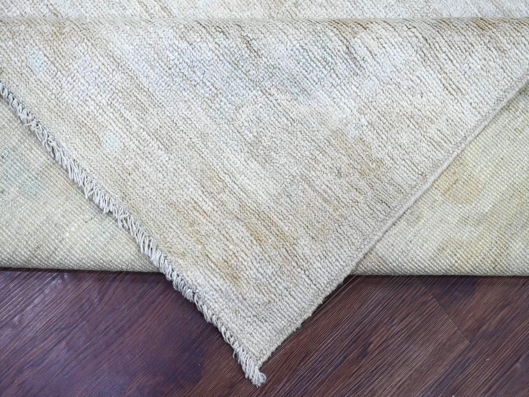 8'1"x9'10" Light Gray, Afghan Angora Oushak with All Over Leaf Design, Hand Knotted, 100% Wool, Vegetable Dyes, Oriental Rug HR22617 - Image 6