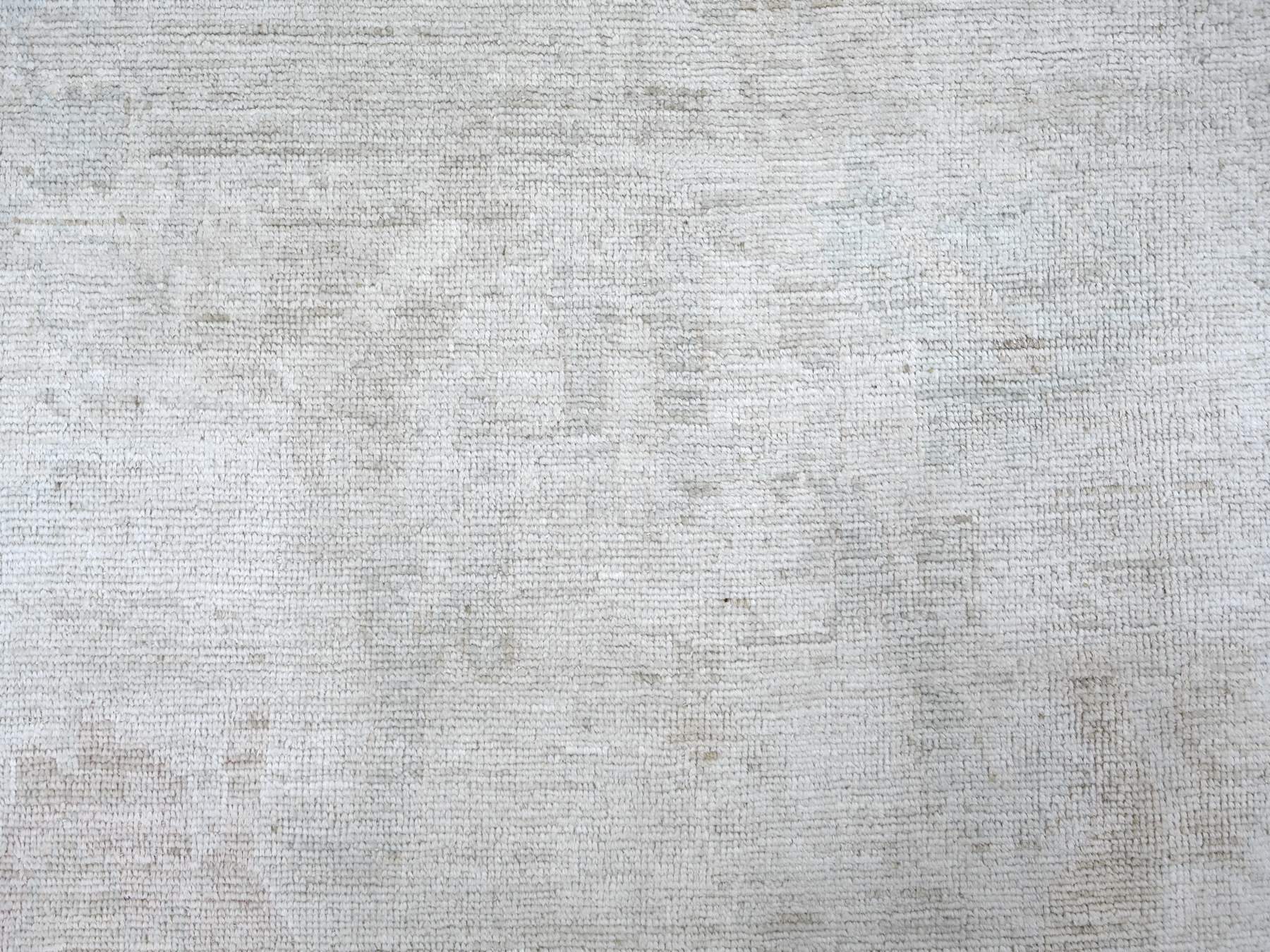 8'1"x9'10" Light Gray, Afghan Angora Oushak with All Over Leaf Design, Hand Knotted, 100% Wool, Vegetable Dyes, Oriental Rug HR22617 - Image 8
