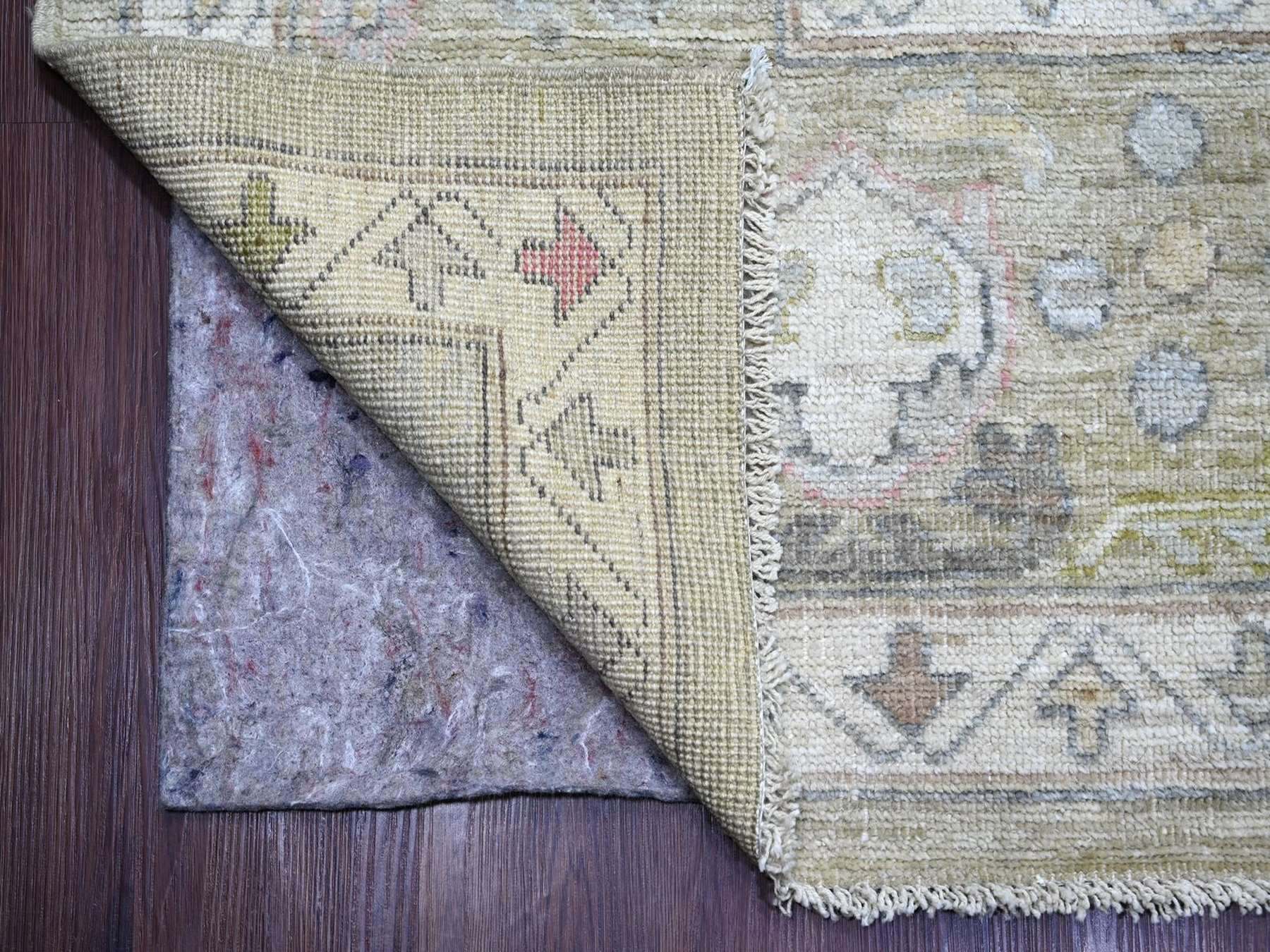 10'x14' Laurel Green, Afghan Angora Oushak with All Over Leaf Design, Hand Knotted, 100% Wool, Vegetable Dyes, Oriental Rug HR22643 - Image 4