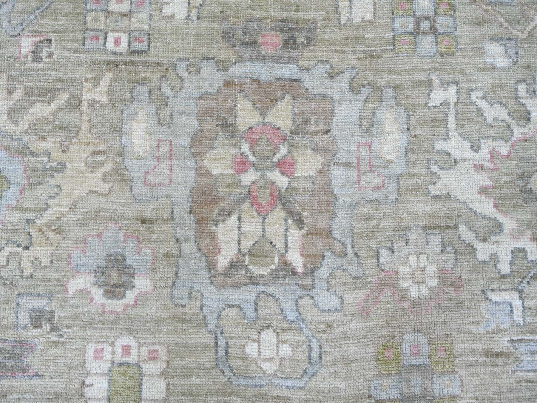 10'x14' Laurel Green, Afghan Angora Oushak with All Over Leaf Design, Hand Knotted, 100% Wool, Vegetable Dyes, Oriental Rug HR22643 - Image 8
