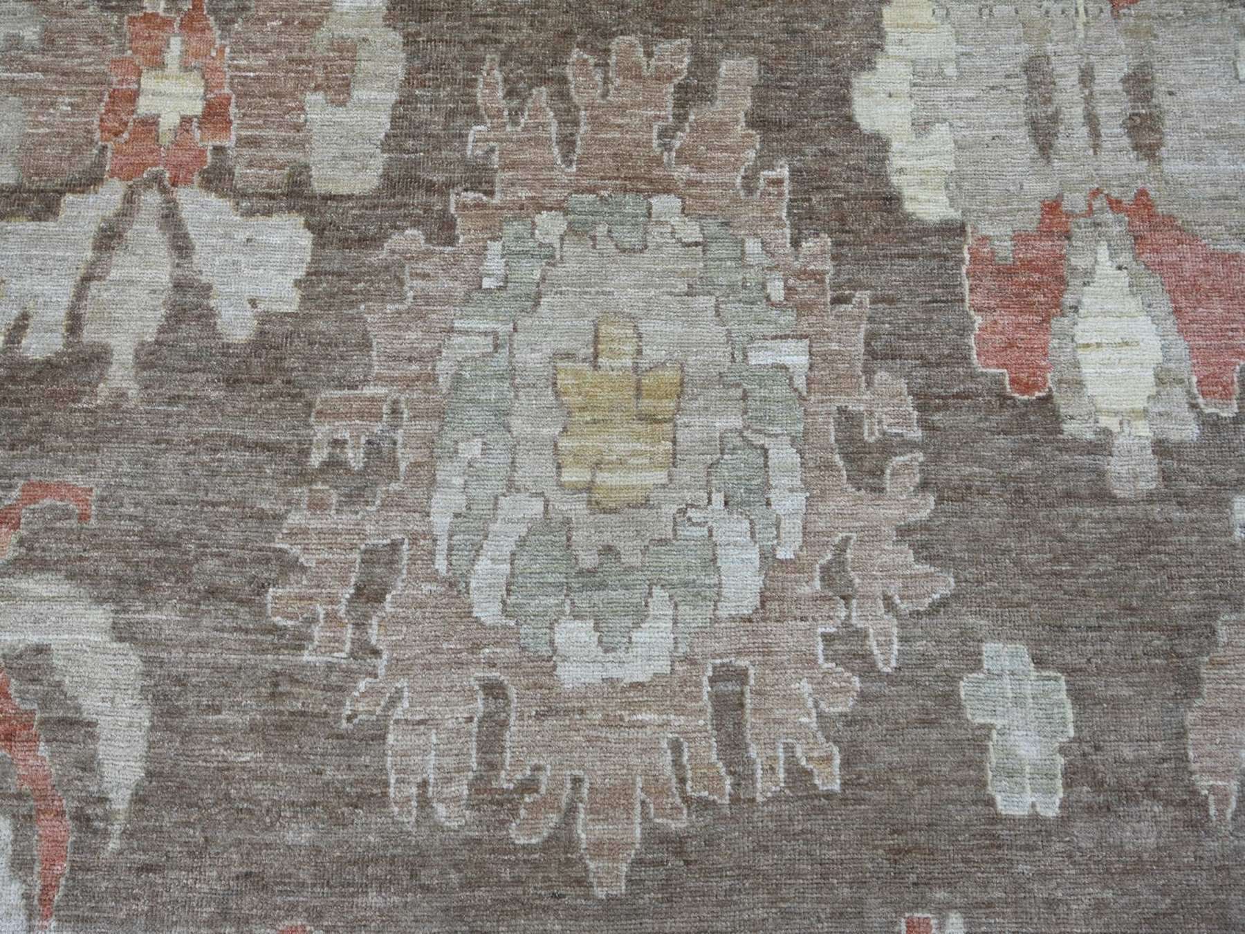 10'x13'5" Cedar Brown, Afghan Angora Oushak with Large Leaf Design, 100% Wool, Hand Knotted, Vegetable Dyes, Oriental Rug HR22644 - Image 8