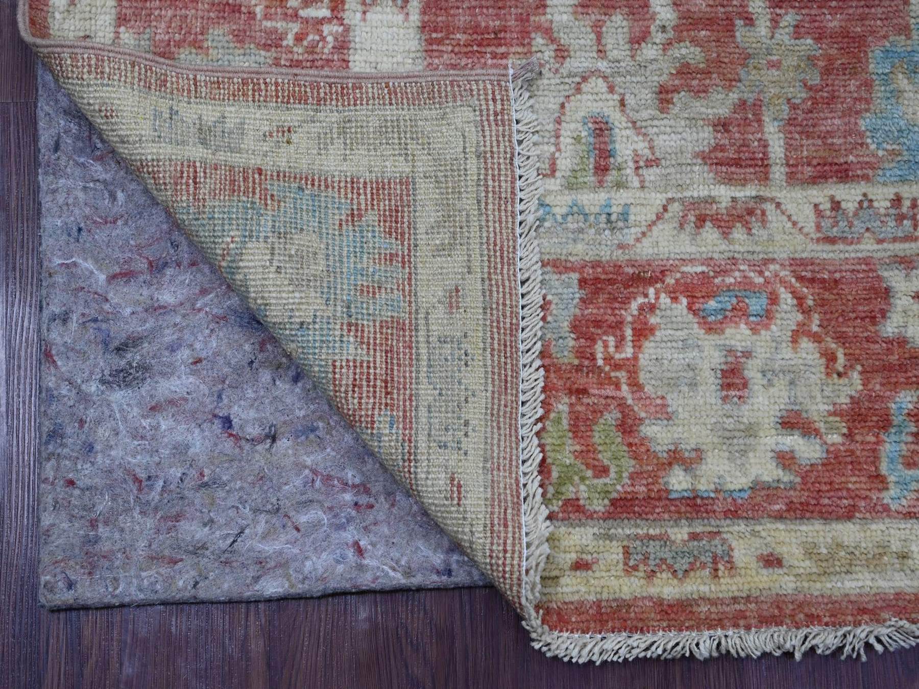 5'x7'3" Rose Pink, Hand Knotted, Afghan Angora Oushak with All Over Leaf Design, 100% Wool, Vegetable Dyes, Oriental Rug HR22649 - Image 2