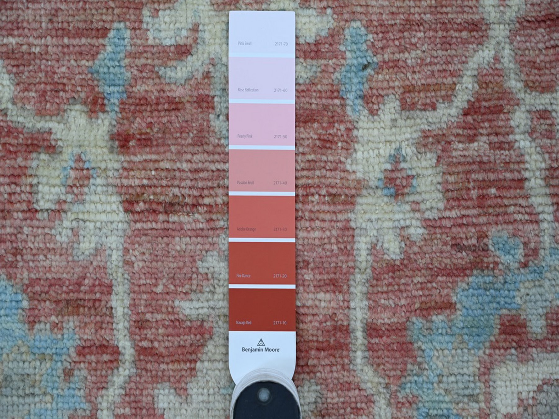 5'x7'3" Rose Pink, Hand Knotted, Afghan Angora Oushak with All Over Leaf Design, 100% Wool, Vegetable Dyes, Oriental Rug HR22649 - Image 3