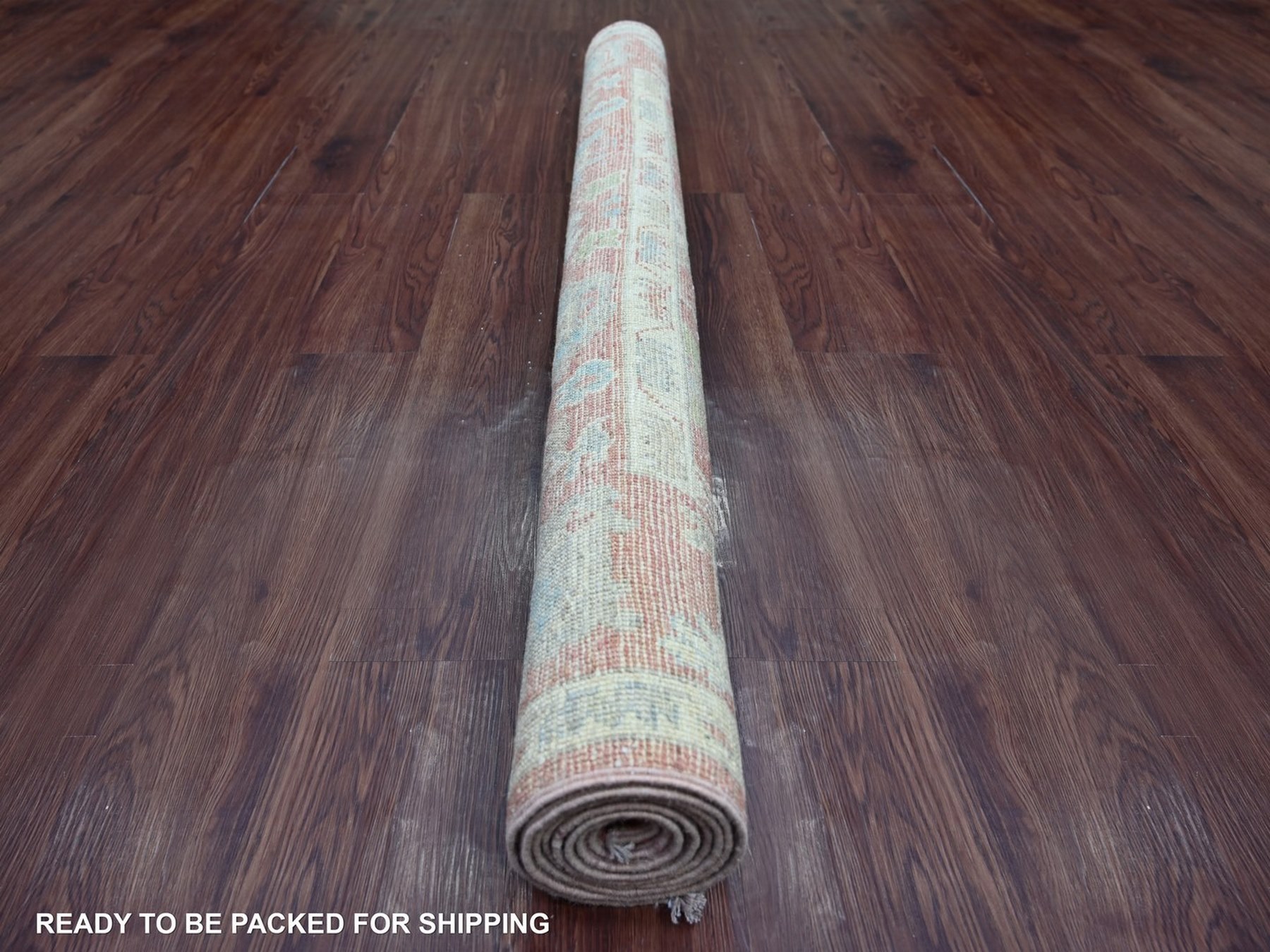 5'x7'3" Rose Pink, Hand Knotted, Afghan Angora Oushak with All Over Leaf Design, 100% Wool, Vegetable Dyes, Oriental Rug HR22649 - Image 4