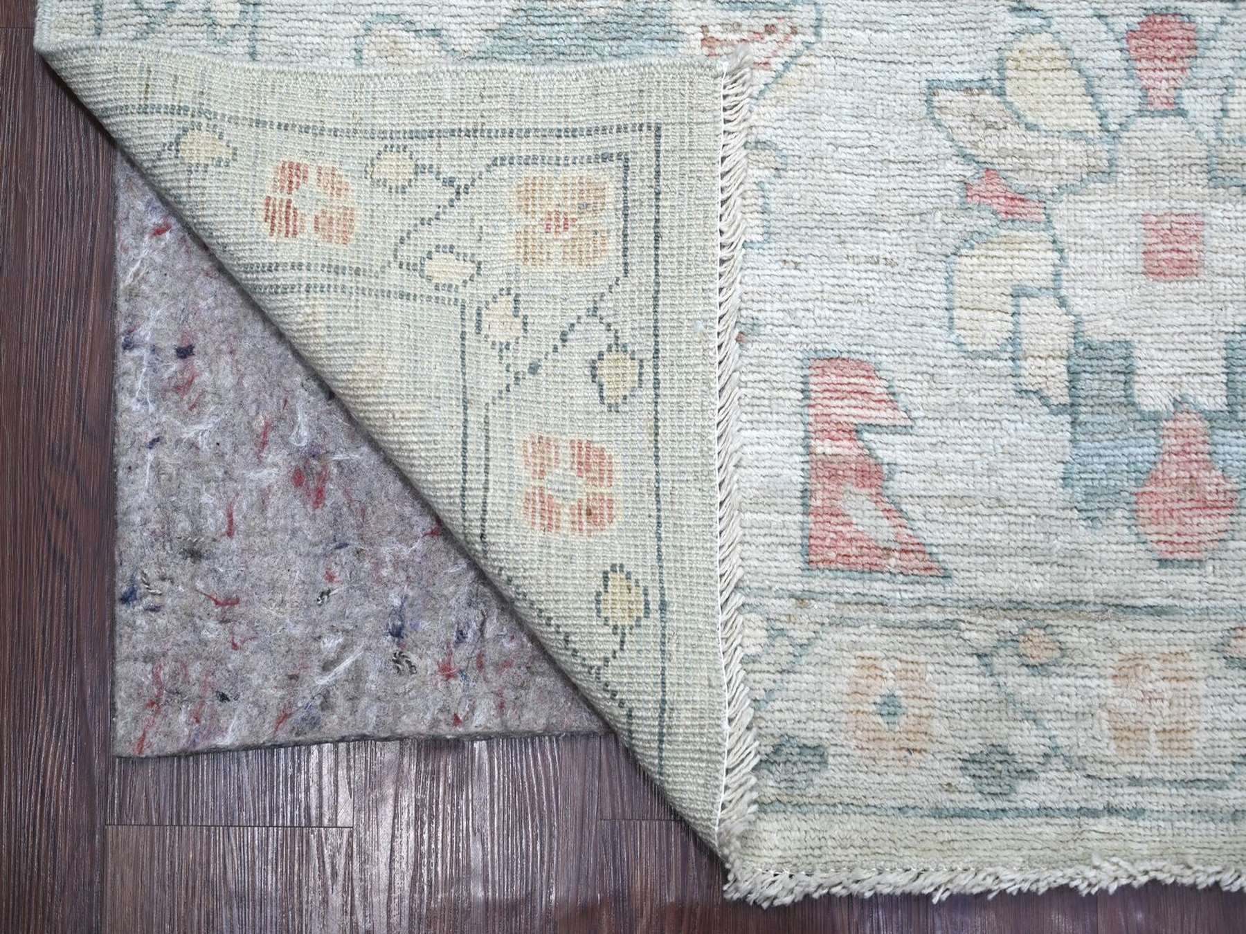 8'10"x11'5" Beau Blue, Hand Knotted, Afghan Angora Oushak with All Over Leaf Design, 100% Wool, Vegetable Dyes, Oriental Rug HR22669 - Image 4