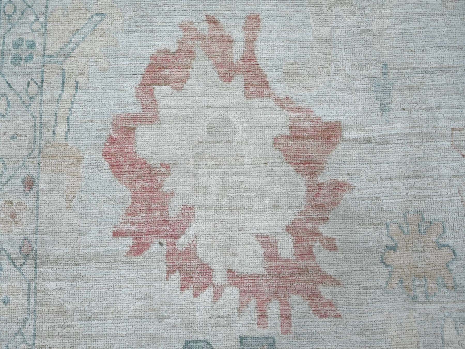 8'10"x11'5" Beau Blue, Hand Knotted, Afghan Angora Oushak with All Over Leaf Design, 100% Wool, Vegetable Dyes, Oriental Rug HR22669 - Image 8