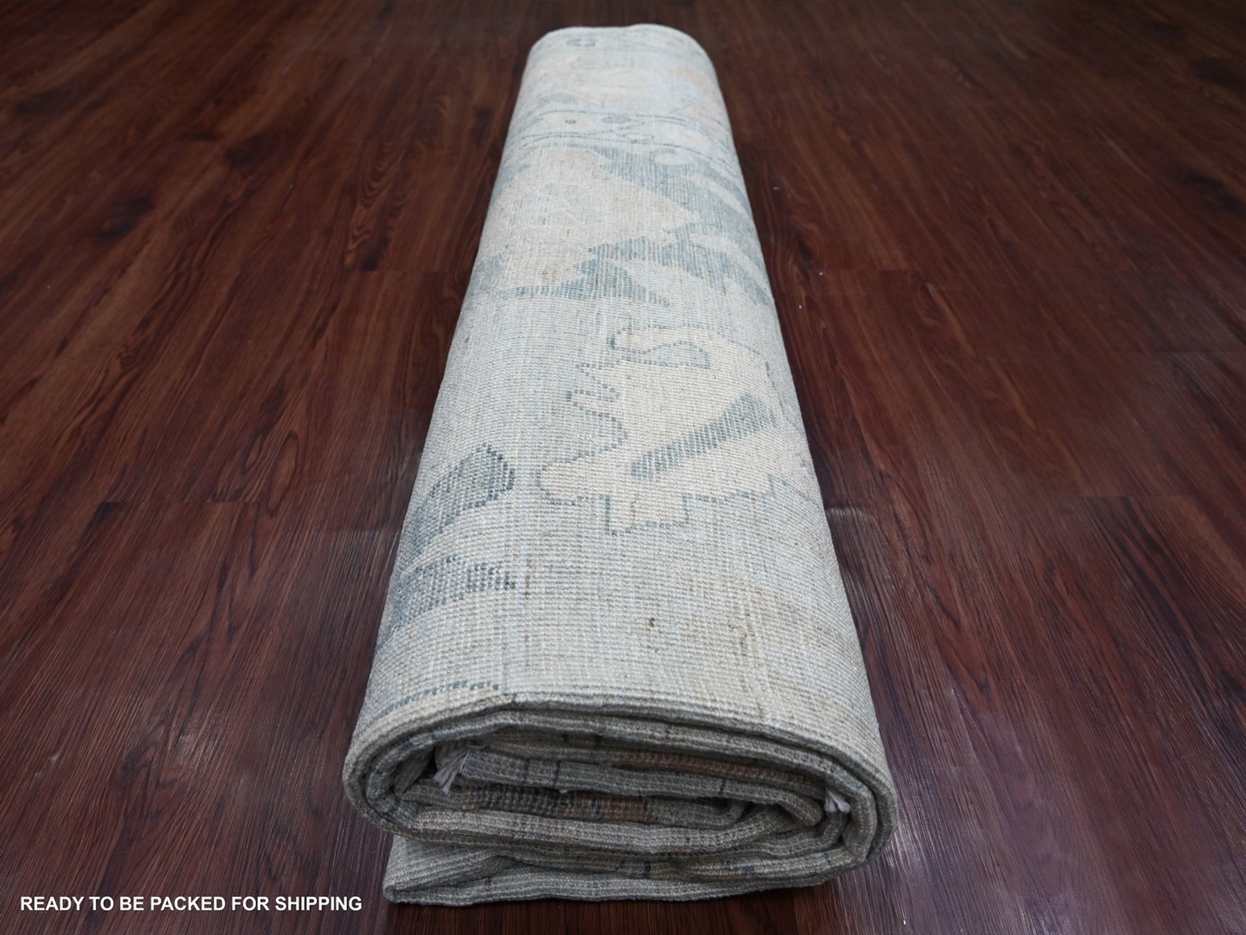 8'10"x11'5" Beau Blue, Hand Knotted, Afghan Angora Oushak with All Over Leaf Design, 100% Wool, Vegetable Dyes, Oriental Rug HR22669 - Image 9