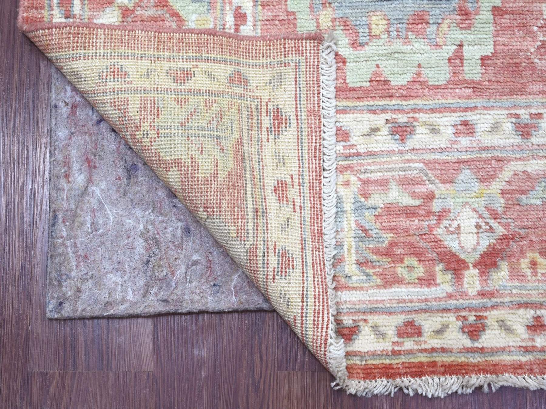 6'x8'7" Rose Pink, Hand Knotted, Afghan Angora Oushak with All Over Leaf Design, 100% Wool, Vegetable Dyes, Oriental Rug HR22672 - Image 2