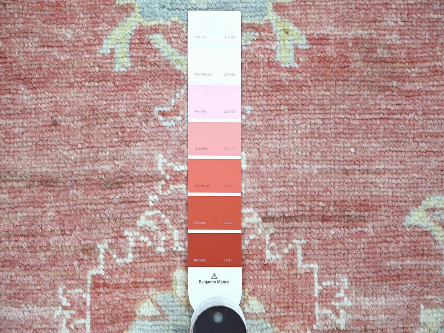 6'x8'7" Rose Pink, Hand Knotted, Afghan Angora Oushak with All Over Leaf Design, 100% Wool, Vegetable Dyes, Oriental Rug HR22672 - Image 3