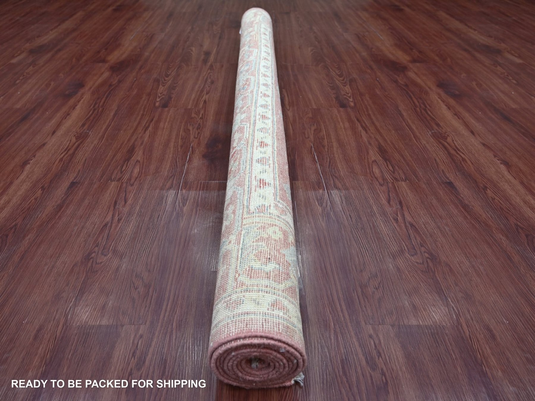 6'x8'7" Rose Pink, Hand Knotted, Afghan Angora Oushak with All Over Leaf Design, 100% Wool, Vegetable Dyes, Oriental Rug HR22672 - Image 4