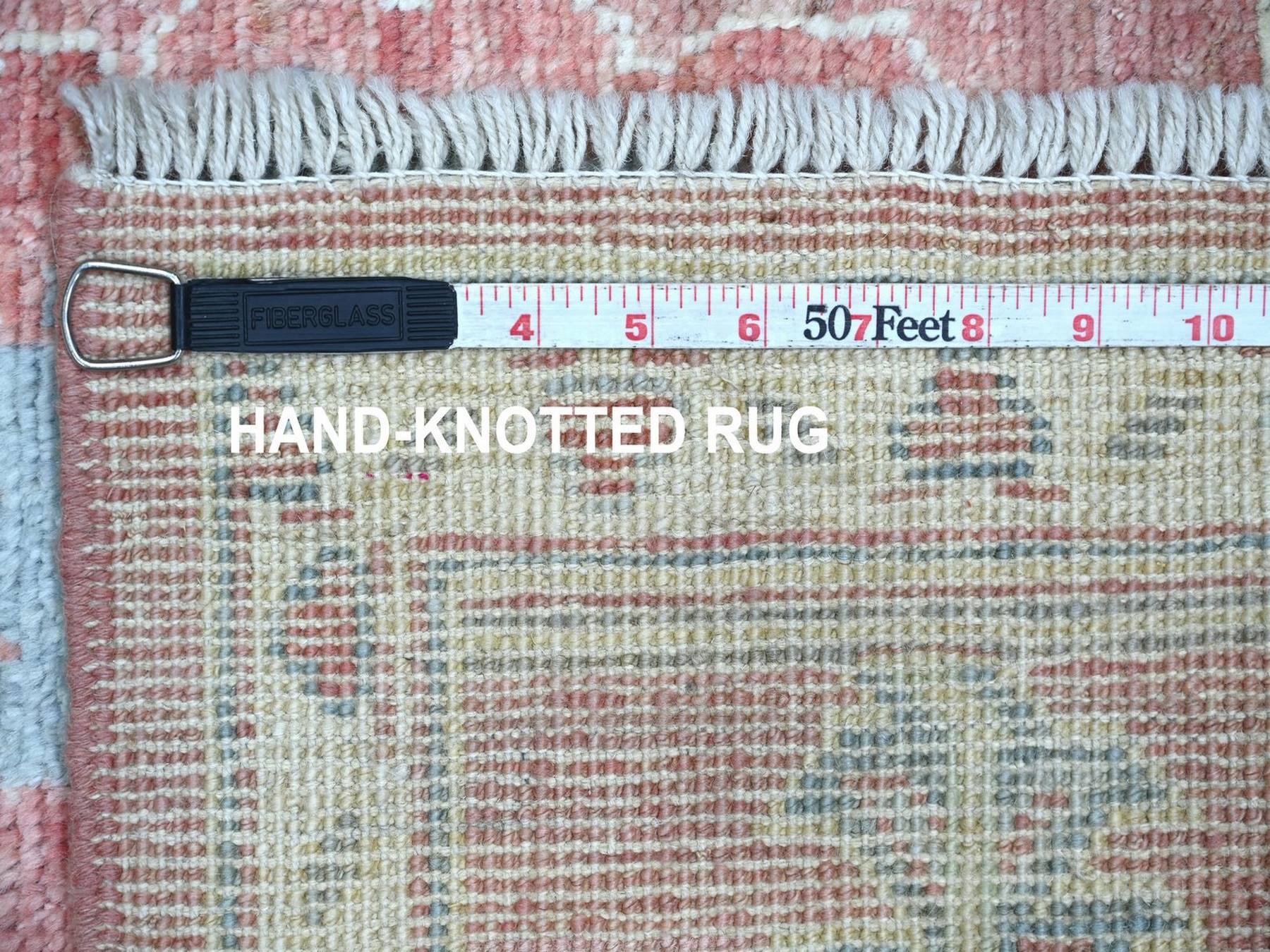 6'x8'7" Rose Pink, Hand Knotted, Afghan Angora Oushak with All Over Leaf Design, 100% Wool, Vegetable Dyes, Oriental Rug HR22672 - Image 6