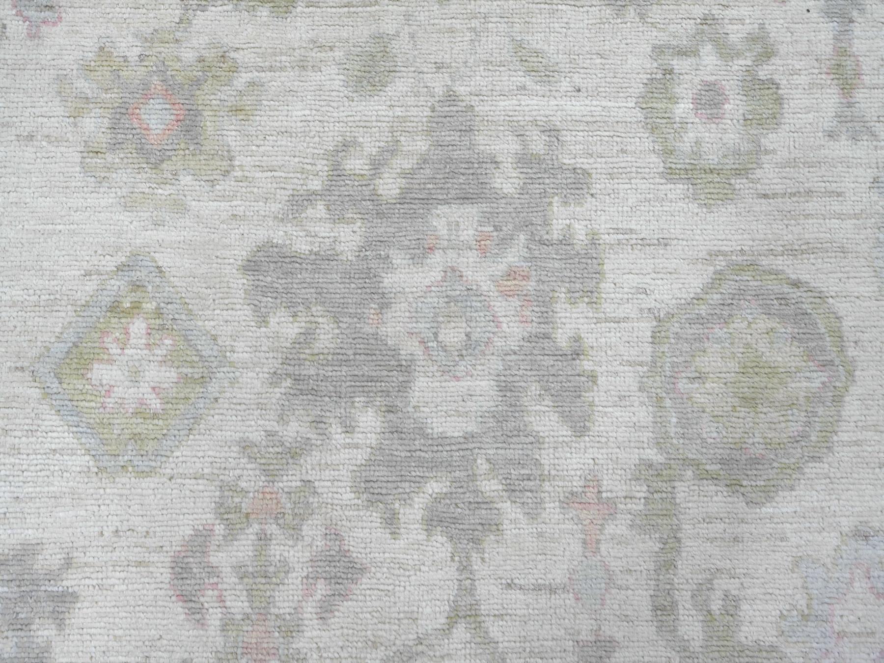 8'x9'10" Alabaster White, Hand Knotted, Afghan Angora Oushak with All Over Leaf Design, 100% Wool, Natural Dyes, Oriental Rug HR22683 - Image 8