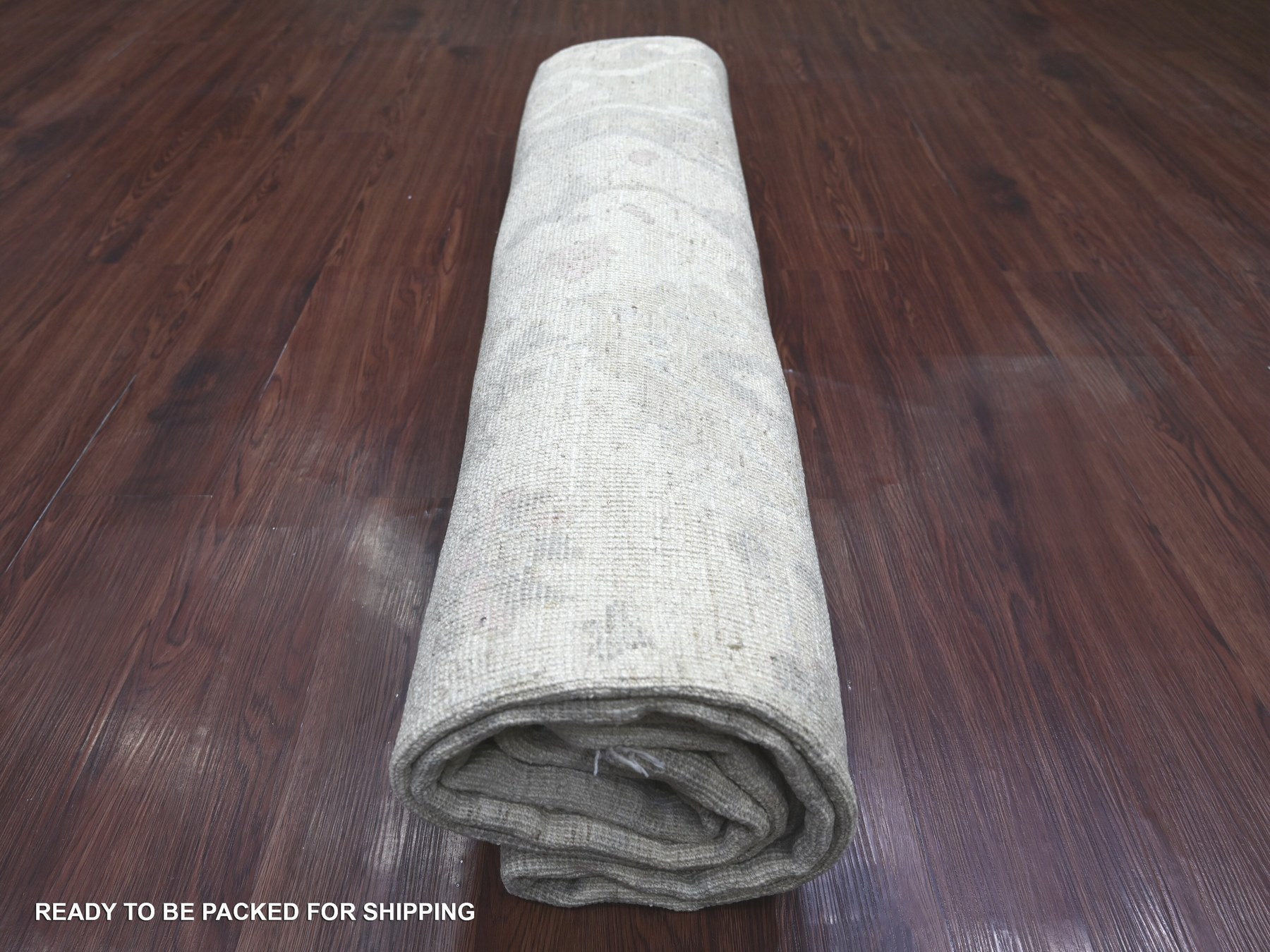 8'x9'10" Alabaster White, Hand Knotted, Afghan Angora Oushak with All Over Leaf Design, 100% Wool, Natural Dyes, Oriental Rug HR22683 - Image 9