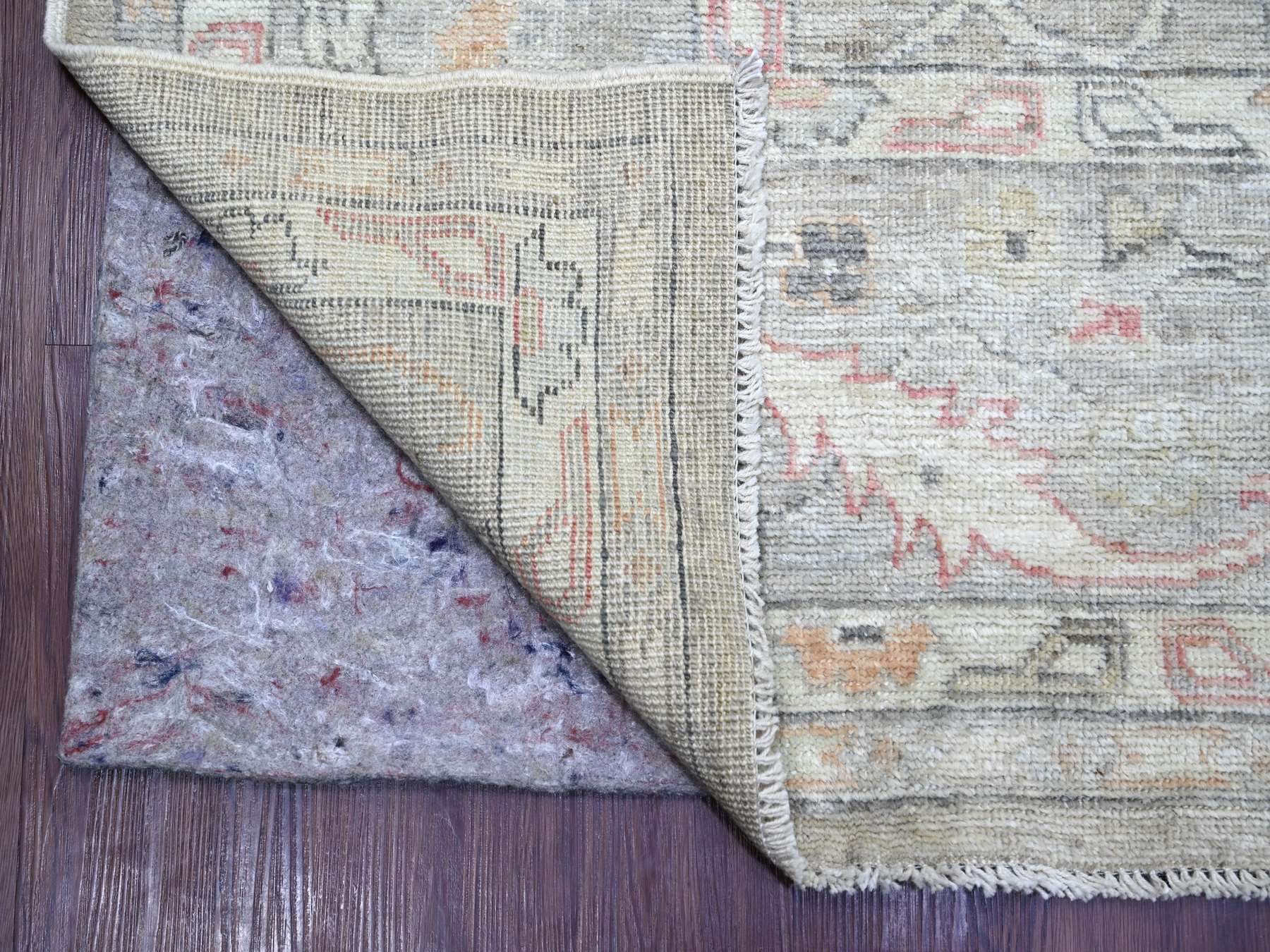 8'8"x12' Spanish Gray, Afghan Angora Oushak with All Over Leaf Design, Hand Knotted, 100% Wool, Vegetable Dyes, Oriental Rug HR22705 - Image 4